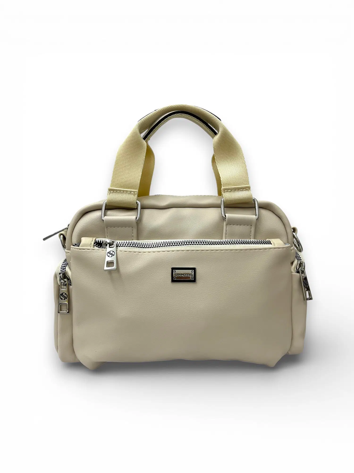 Kadın Çok Gözlü Krem Renkli Ayarlanbilir Çapraz Askılı El ve Omuz Çantası