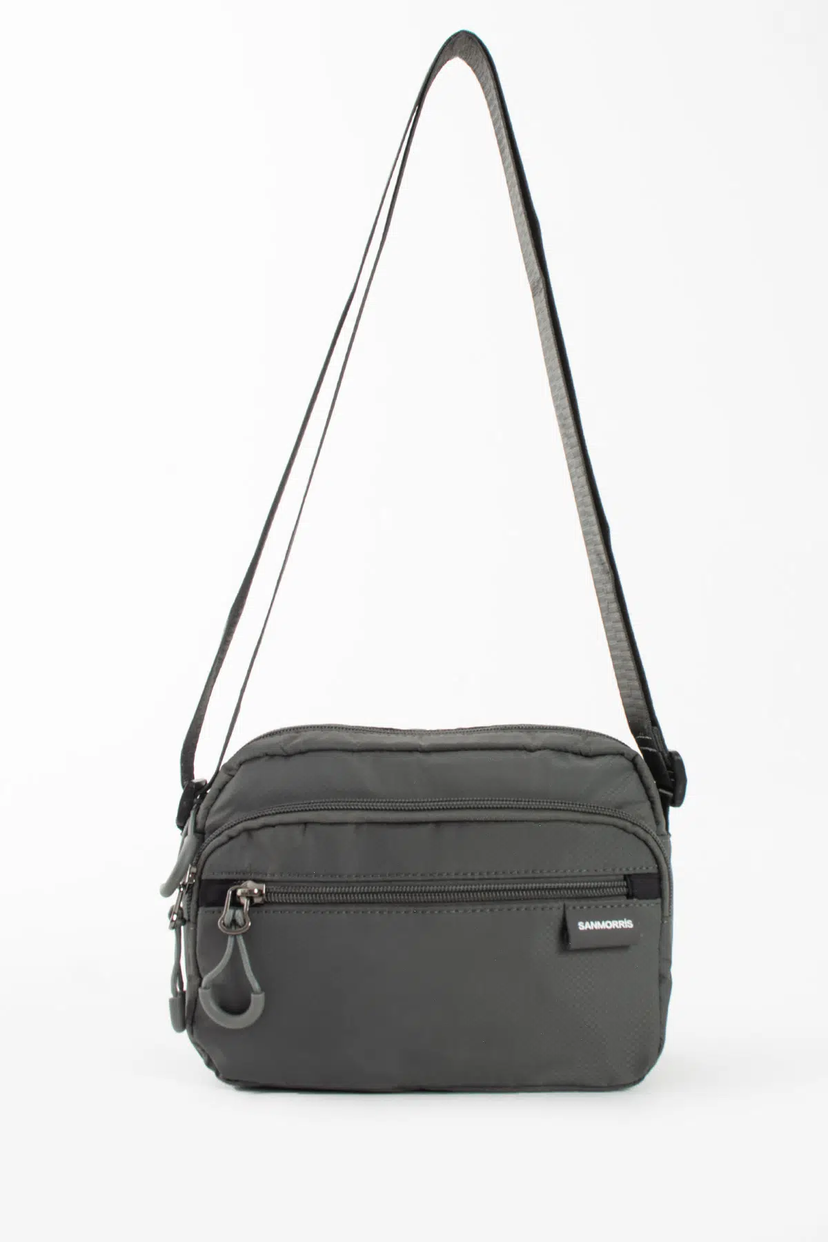 5 Bölmeli Suya Dayanıklı Paraşüt Kumaş Küçük Çapraz Askılı Omuz Çantası - Koyu Gri