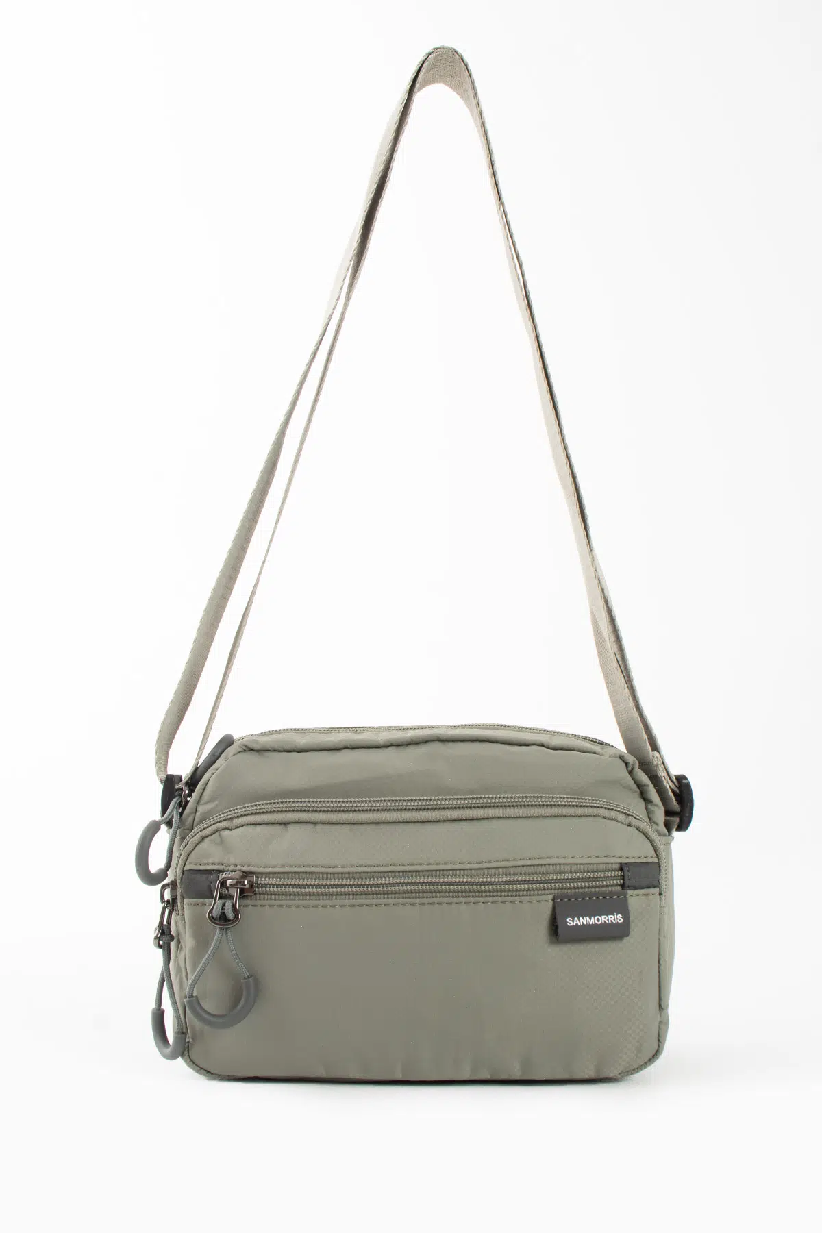 5 Bölmeli Suya Dayanıklı Paraşüt Kumaş Küçük Çapraz Askılı Omuz Çantası - Açık Gri