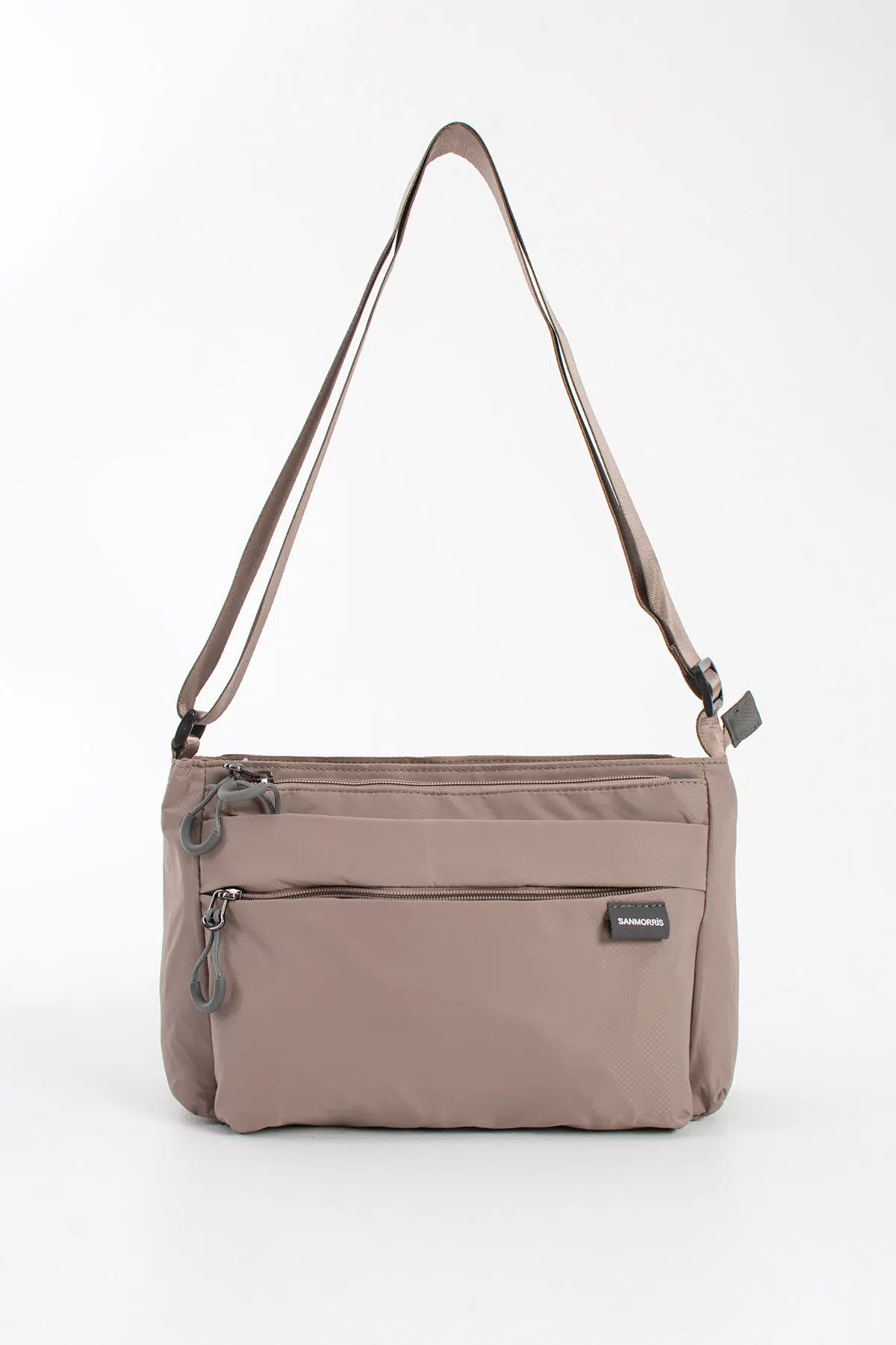 6 Bölmeli Orta Boy Suya Dayanıklı Paraşüt Kumaş Çapraz Askılı Omuz Çantası - vizon