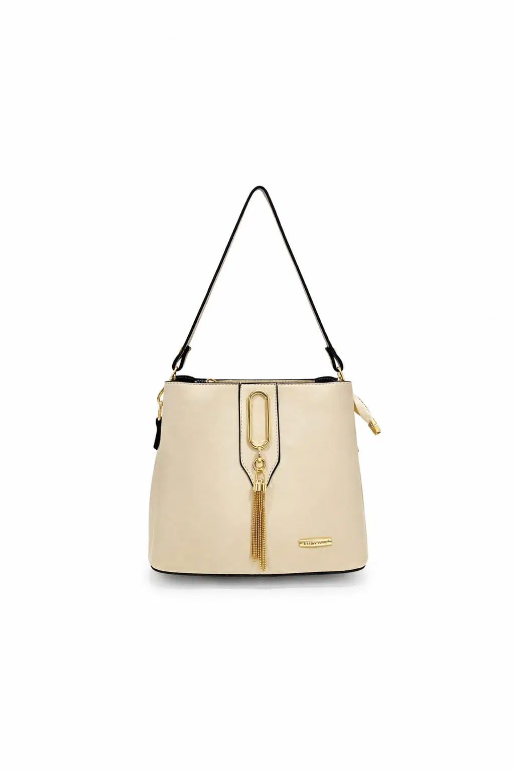 Gold Detaylı 3 Bölmeli Omuz Ve Çapraz Çanta - krem