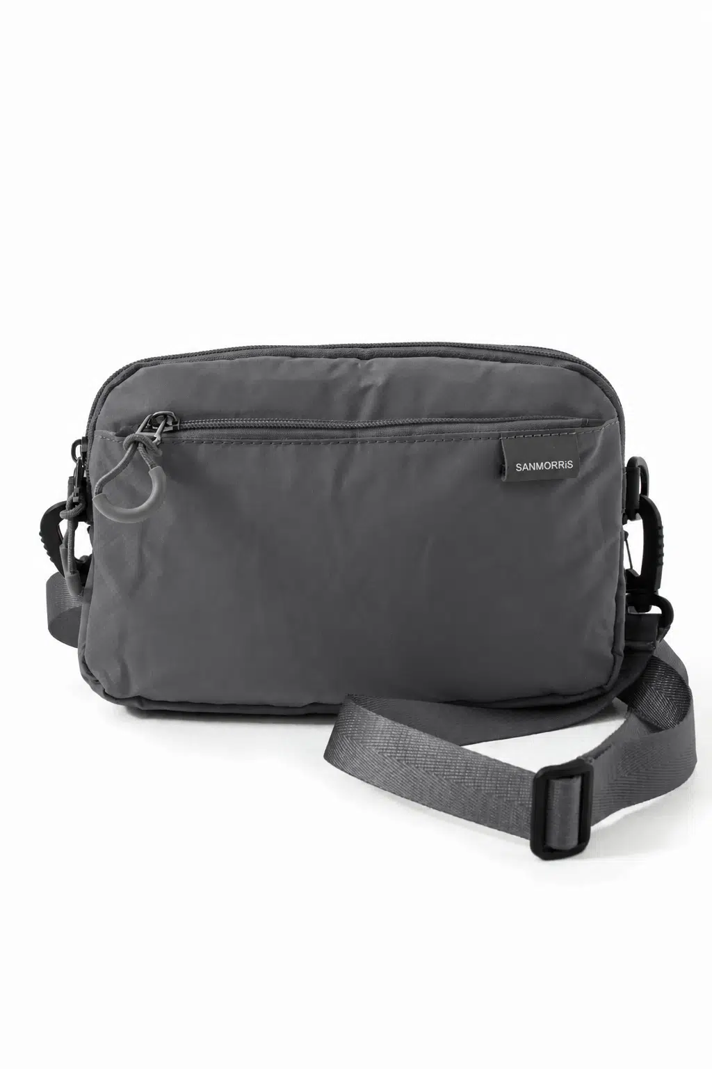 Unisex 4 Bölmeli Paraşüt Kumaş Ayarlanabilir Çapraz Askılı Çanta SI-6012 - Koyu Gri