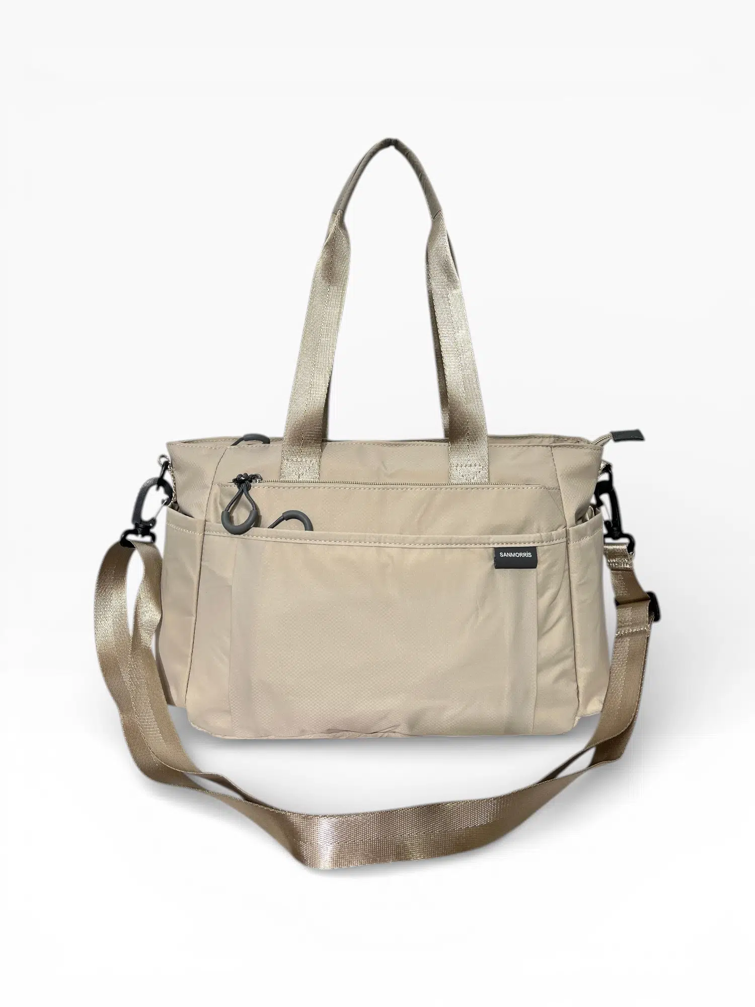 Kadın 5 Gözlü Suya Dayanıklı Paraşüt Kumaş Ayarlanabilir Çapraz Askılı El Ve Omuz Çantası SI-6007 - krem