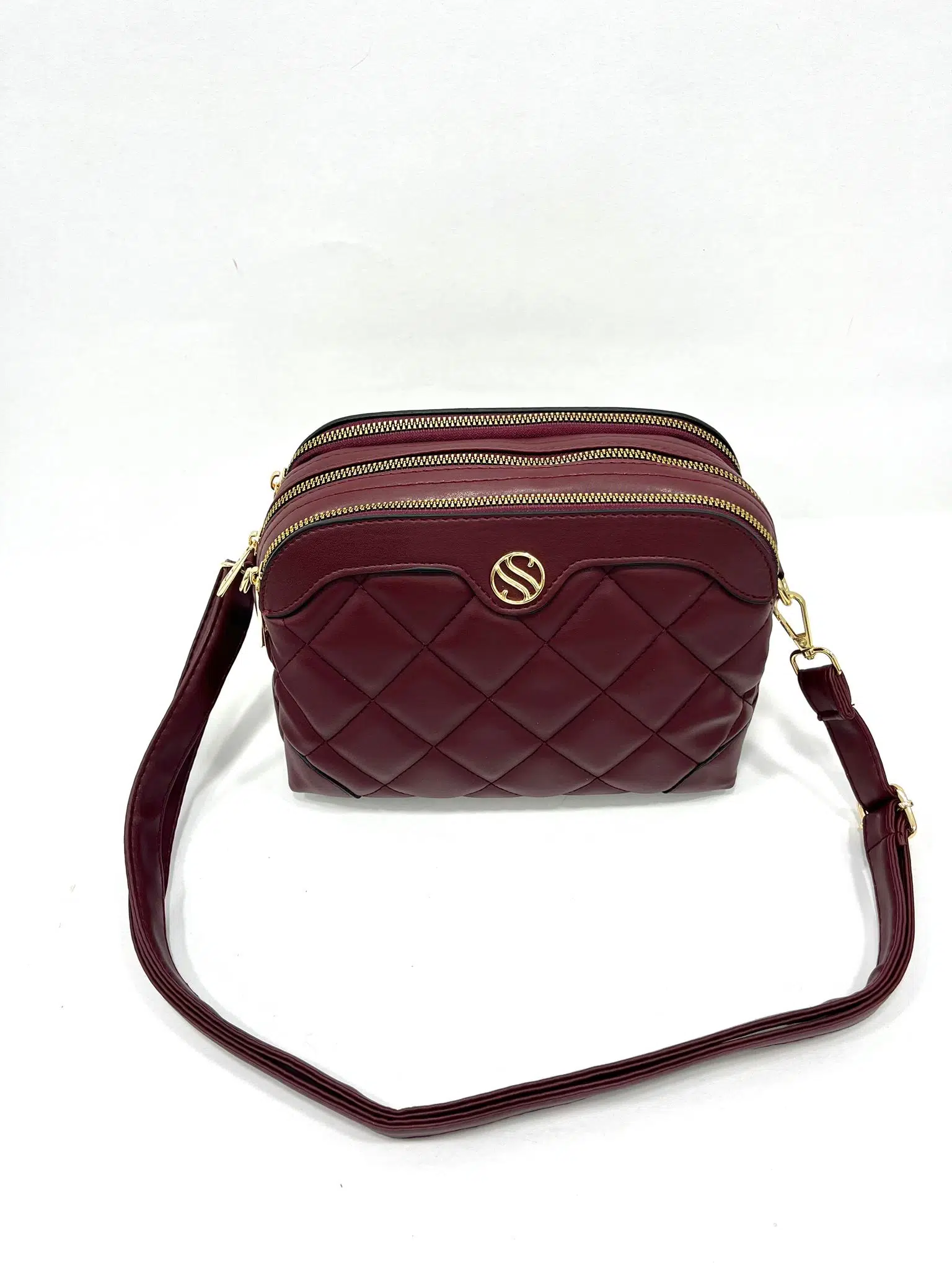 Kadın Ayarlanabilir Çapraz Askılı 4 Bölmeli Borda Mat Omuz ve Çapraz Çanta S-1267