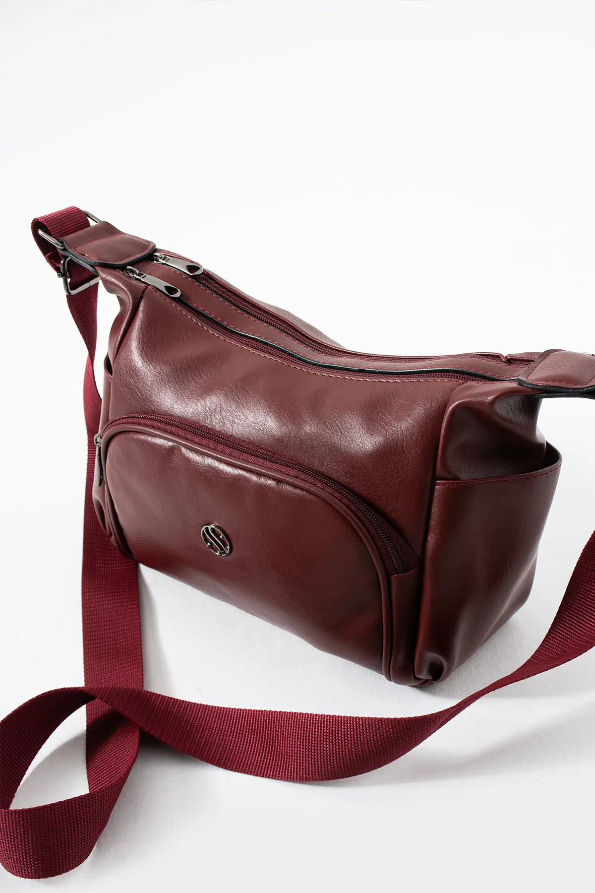 Kadın Ayarlanabilir Çapraz Askılı Çok Gözlü Suni Deri Omuz Çantası