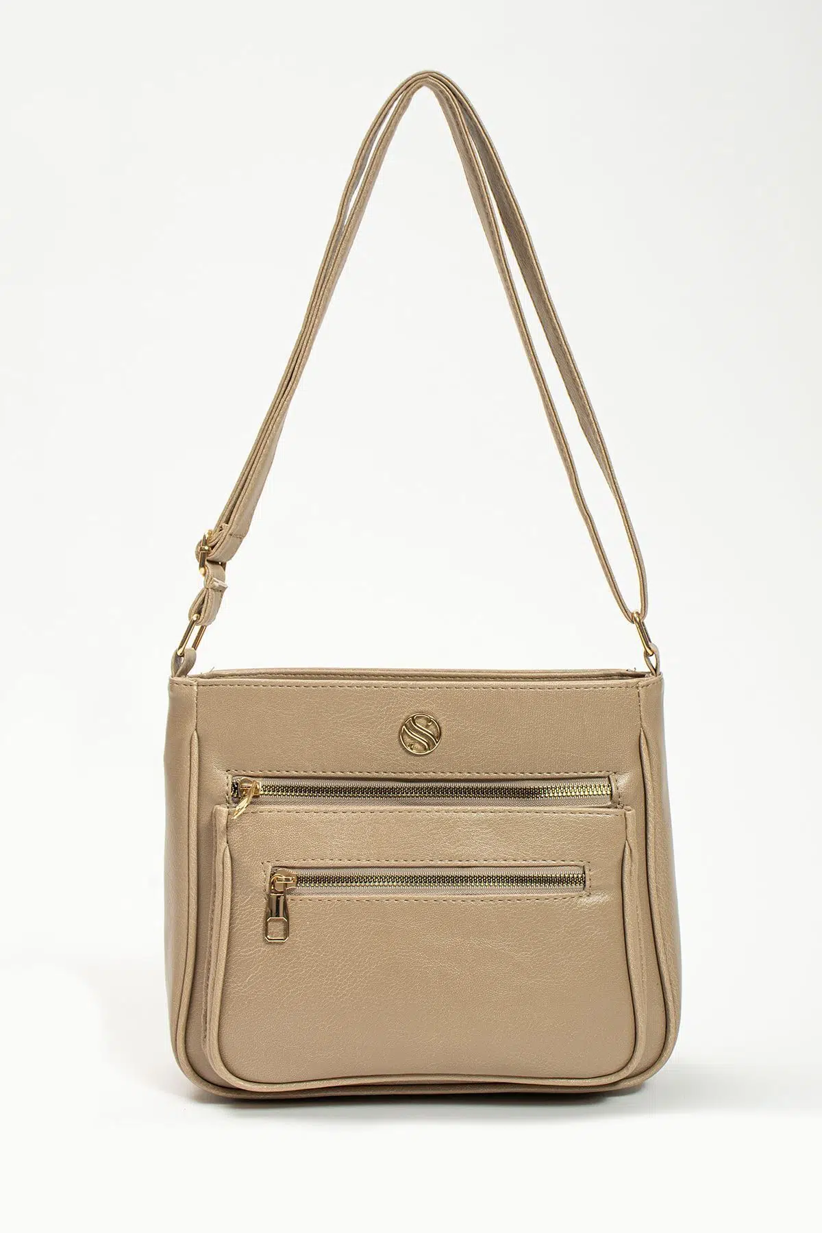 Kadın,Ayarlanabilir Çapraz Askılı, Dört Cepli Kum Mat Omuz Çantası