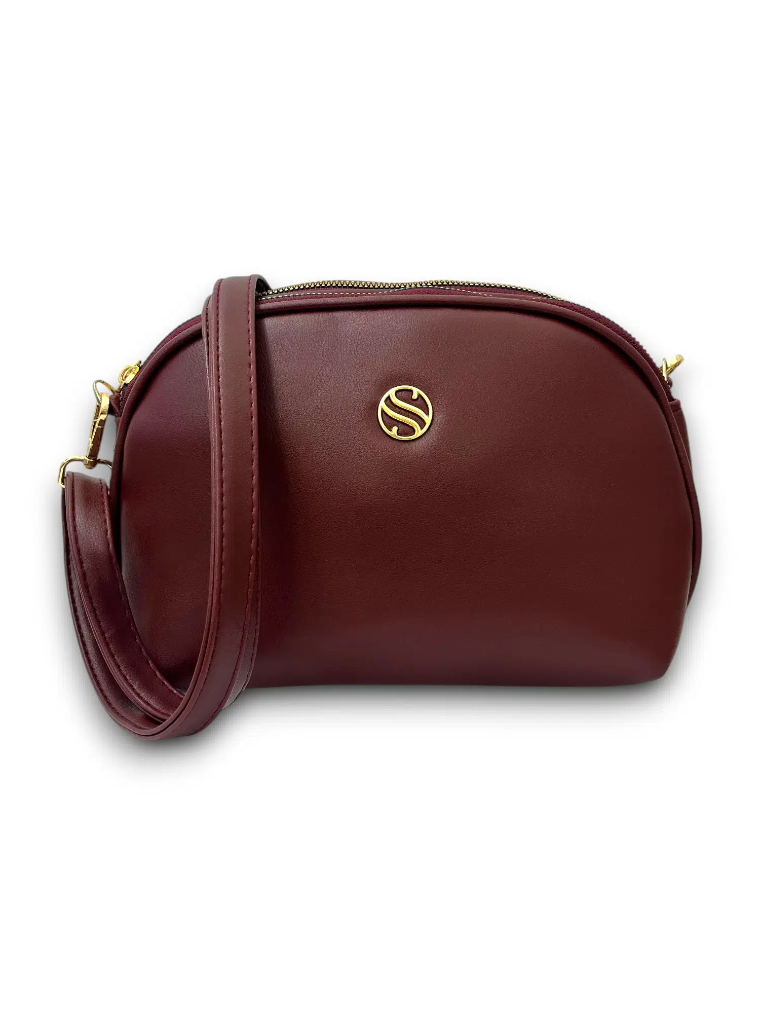 Kadın Çapraz Askılı 3 Gözlü Çift Metal Fermuarlı Gold Aksesuarlı Omuz Çantası