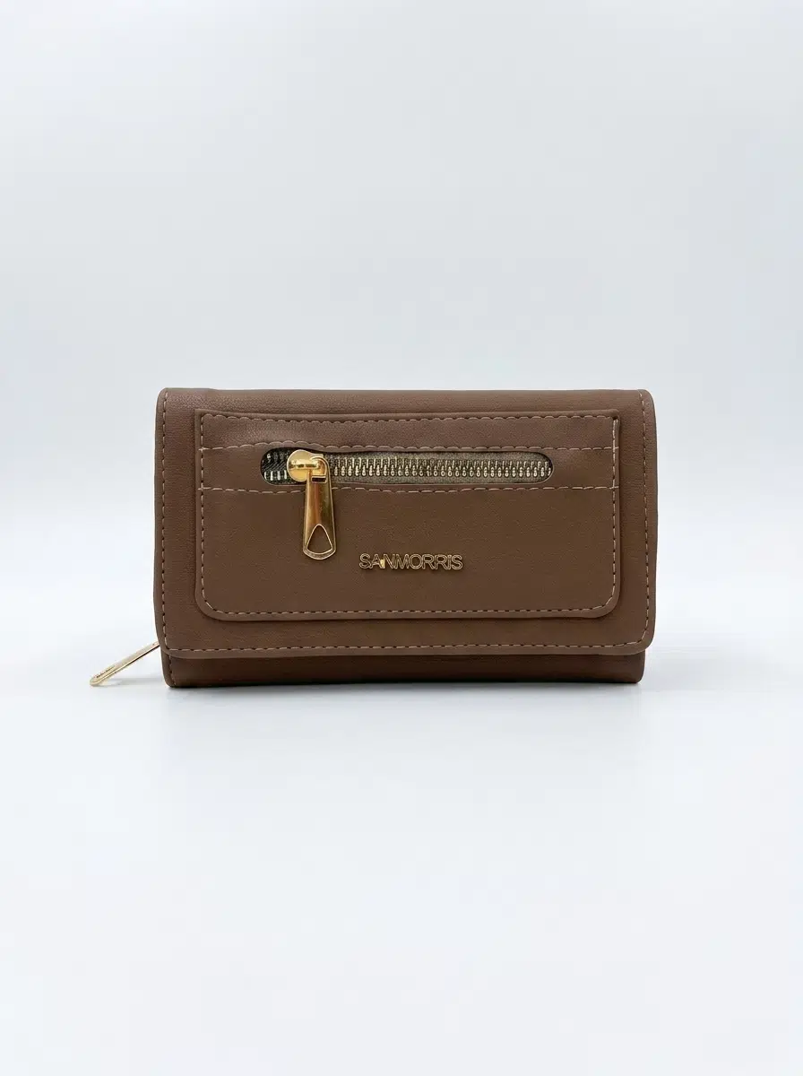 Kadın Çok Bölmeli Kartlıklı ve Fermuarlı Bozuk Para Alanlı Cüzdan - vizon