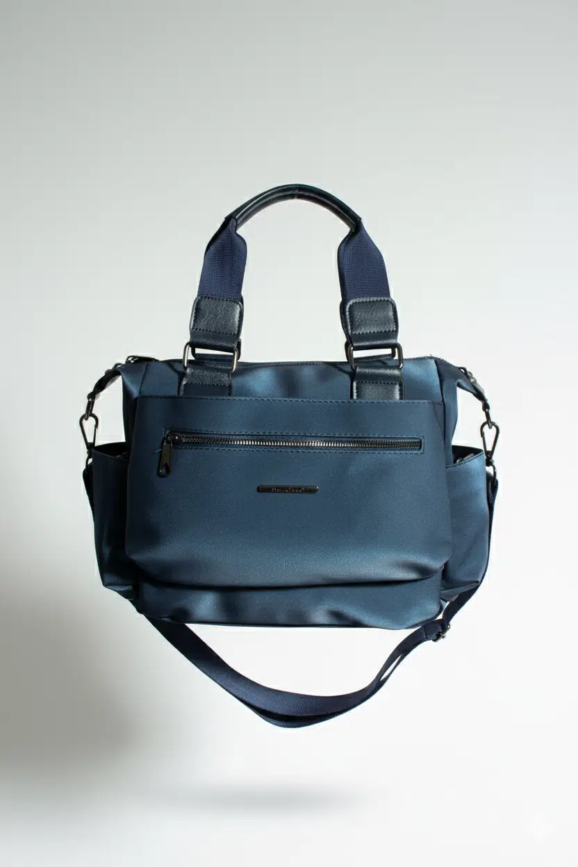 Kadın Çok Gözlü Suya Dayanıklı Ayarlanbilir Çapraz Askılı Lacivert El ve Omuz Çantası