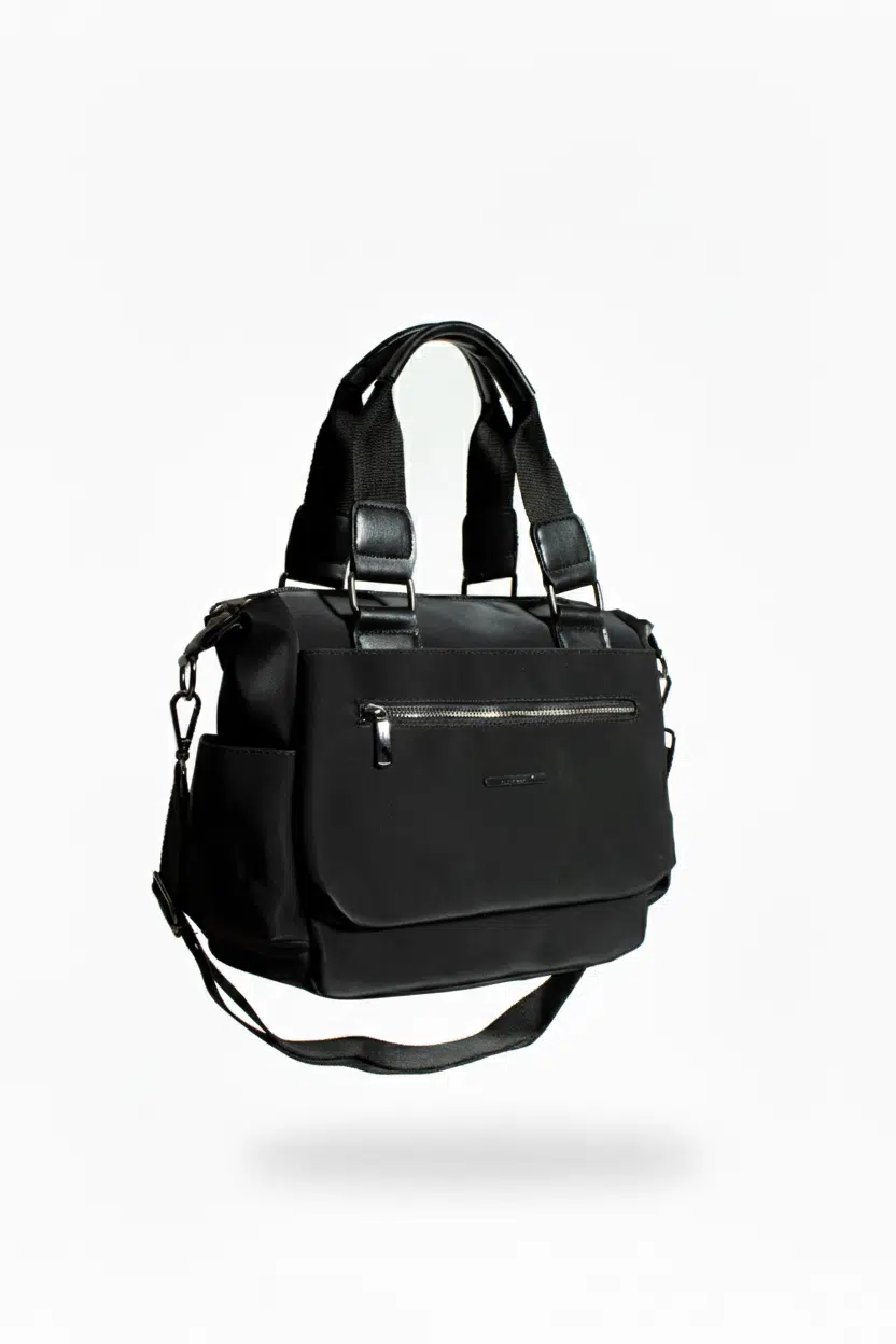 Kadın Çok Gözlü Suya Dayanıklı Ayarlanbilir Çapraz Askılı Siyah Saten El ve Omuz Çantası