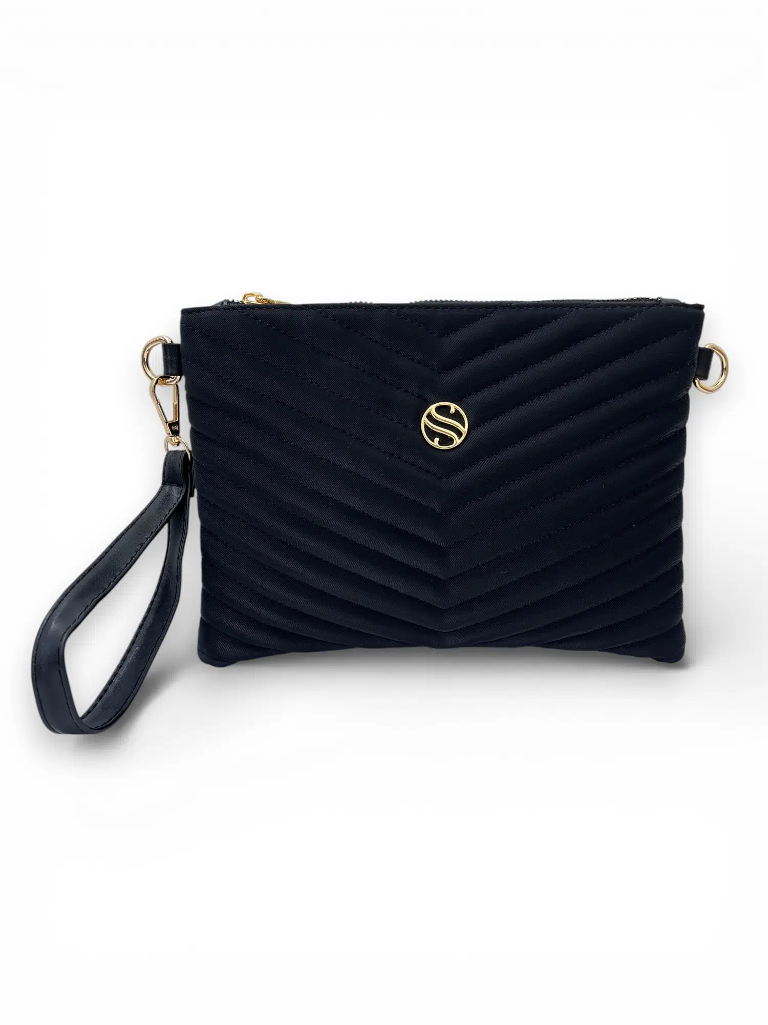 Kadın Siyah Renkli Saten Kumaş Ayarlanabilir Çapraz Ve El Askılı Portföy, Clutch Çanta