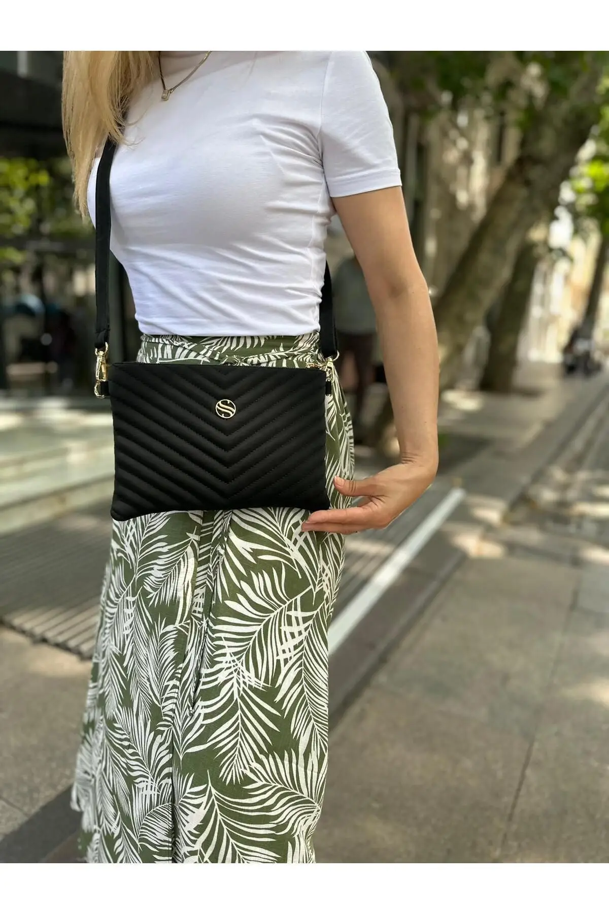 Kadın Siyah Renkli Saten Kumaş Ayarlanabilir Çapraz Ve El Askılı Portföy, Clutch Çanta