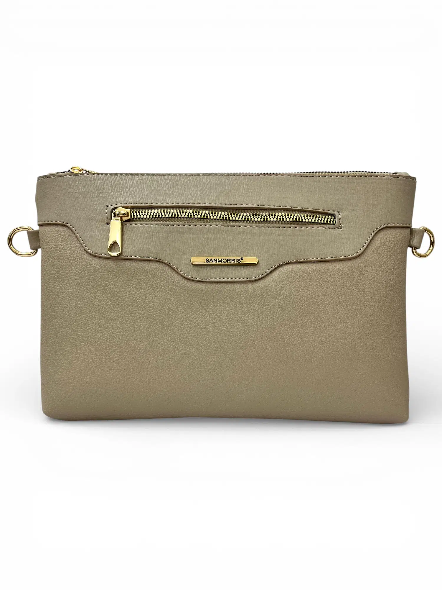 Kadın Suni Deri Ayarlanabilir Çapraz Askılı Ve El Askılı Bej Renkli Portföy, Clutch Çanta