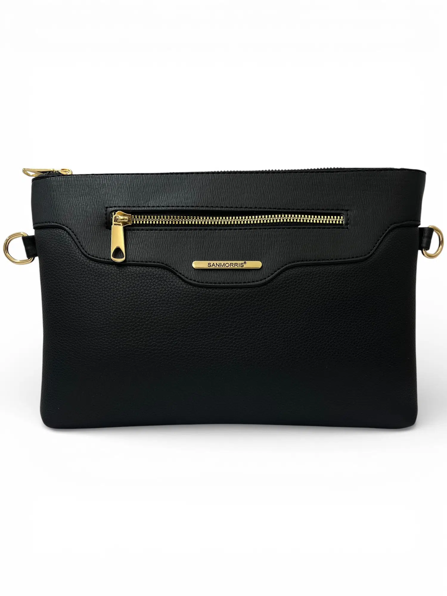 Kadın Suni Deri Ayarlanabilir Çapraz Askılı Ve El Askılı Siyah Mat Portföy, Clutch Çanta S-1360