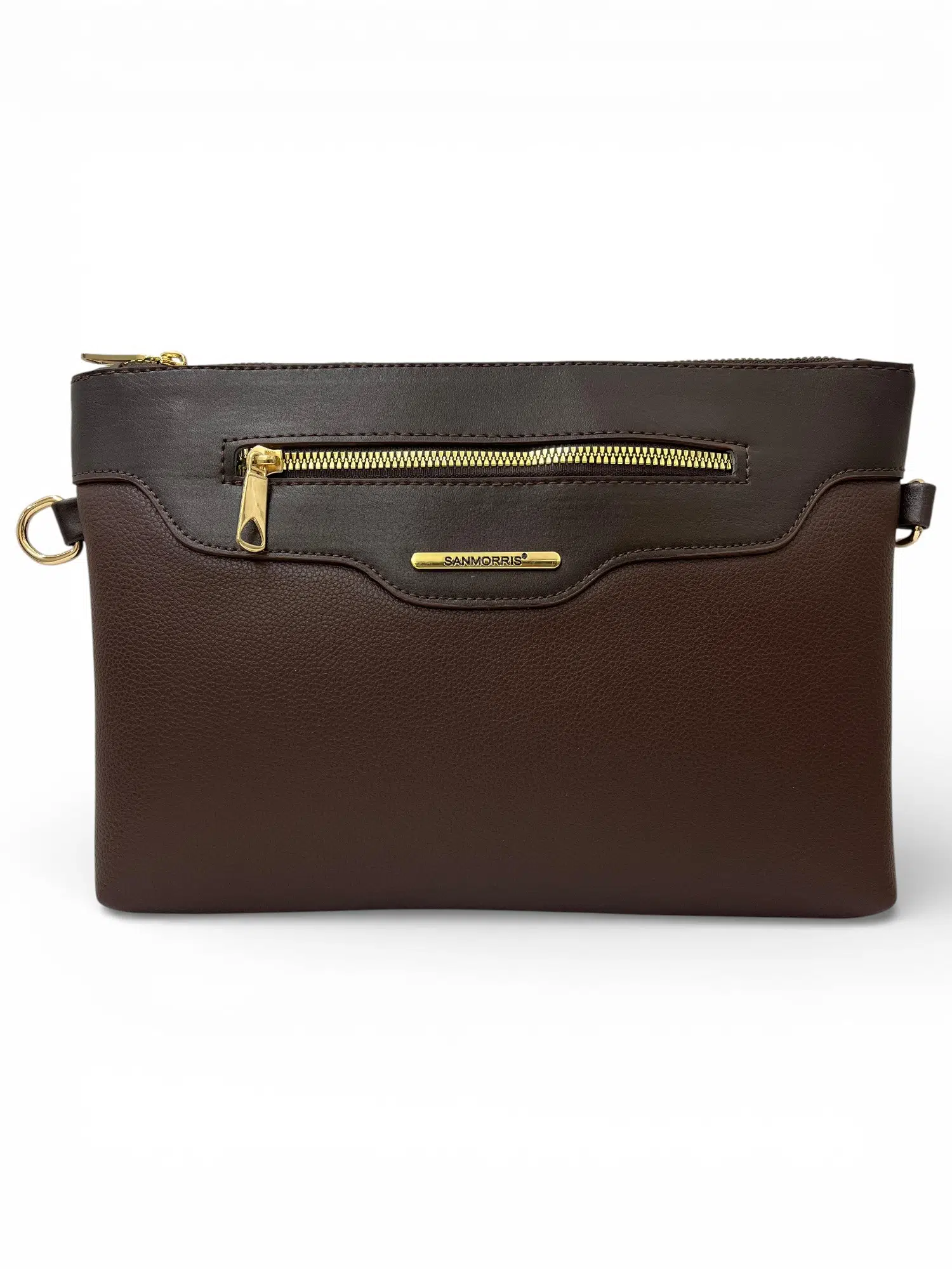 Kadın Suni Deri Ayarlanabilir Çapraz Ve El Askılı Portföy, Clutch Çanta S-1360 - koyu kahverengi