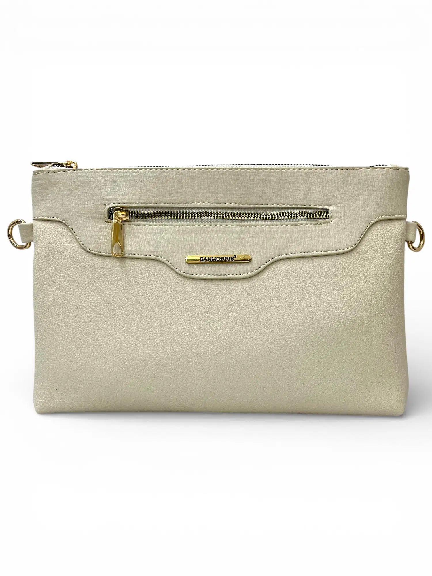 Kadın Suni Deri Ayarlanabilir Çapraz Ve El Askılı Portföy, Clutch Çanta S-1360 - krem