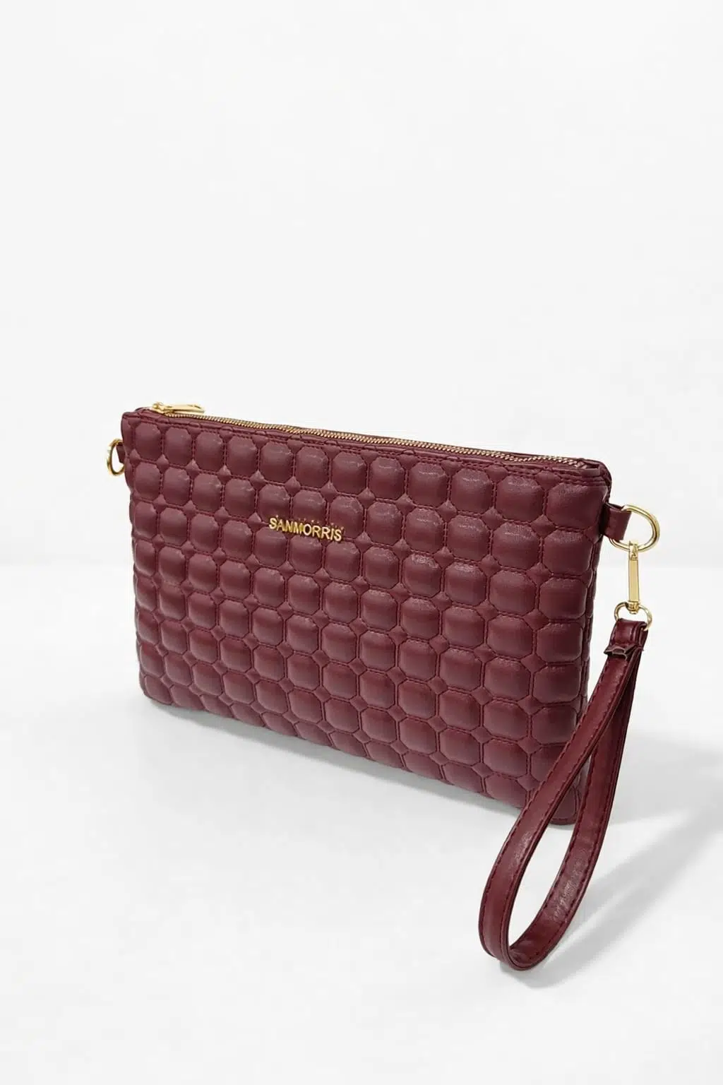 Kadın Suni Deri Ayarlanabilir Çapraz Ve El Askılı Portföy, Clutch Çanta S-1424 - bordo