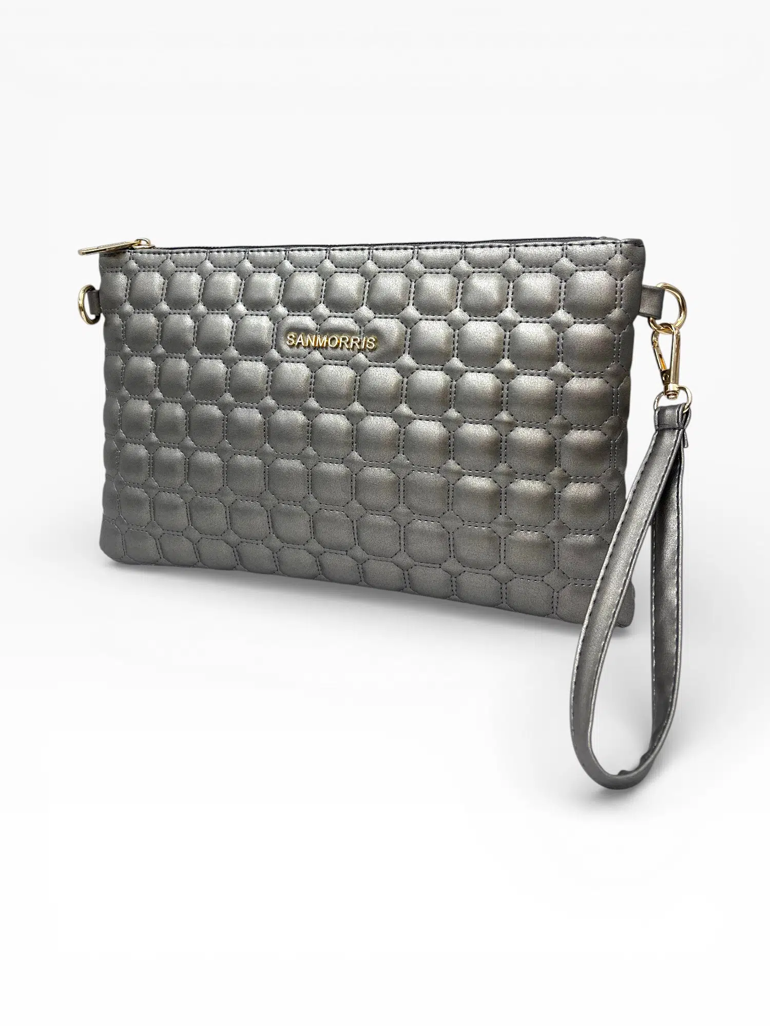 Kadın Suni Deri Ayarlanabilir Çapraz Ve El Askılı Portföy, Clutch Çanta S-1424 - platin