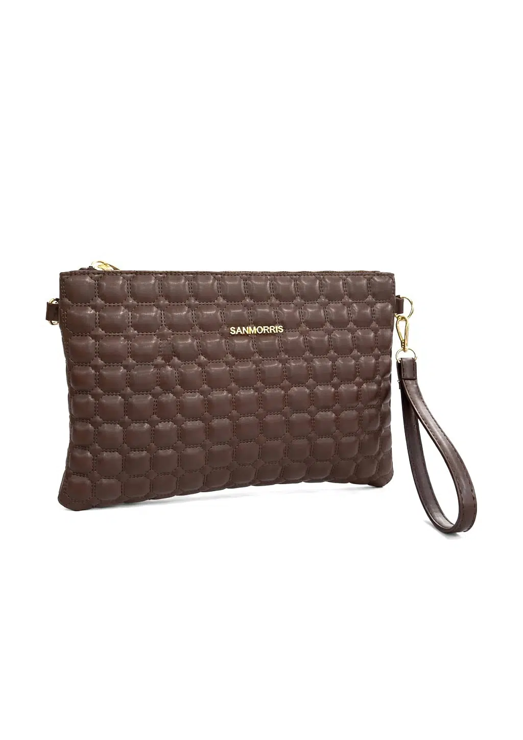 Kadın Suni Deri Ayarlanabilir Çapraz Ve El Askılı Portföy, Clutch Çanta S-1424 - koyu kahverengi