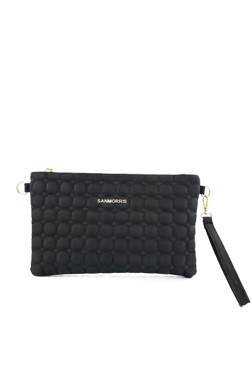 Kadın Suni Deri Ayarlanabilir Çapraz Ve El Askılı Portföy, Clutch Çanta S-1424 - Siyah Saten