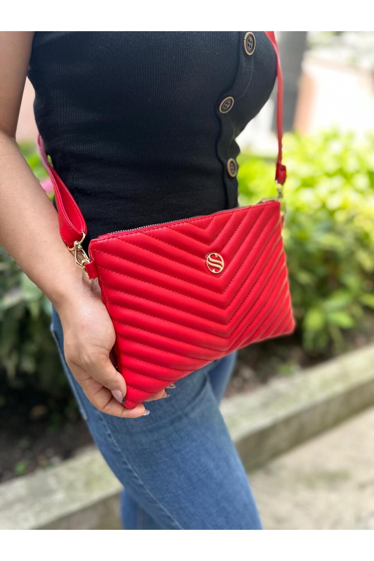 Kadın Suni Deri Ayarlanabilir Çapraz ve El Askılı Portföy, Clutch Çanta