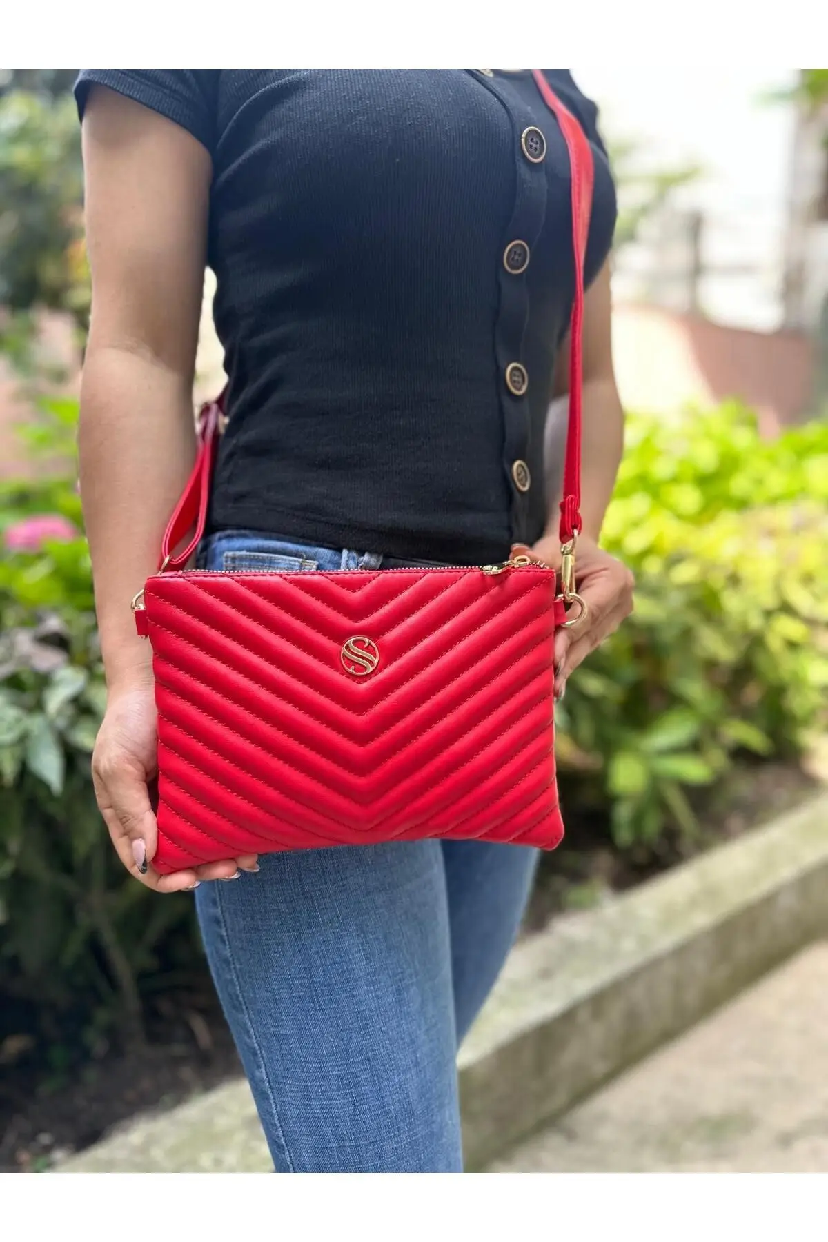 Kadın Suni Deri Ayarlanabilir Çapraz ve El Askılı Portföy, Clutch Çanta