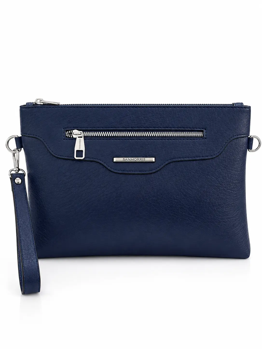 Kadın Suni Deri Ayarlanabilir Çapraz Ve El Askılı Portföy, Clutch Çanta S-1360 - Lacivert