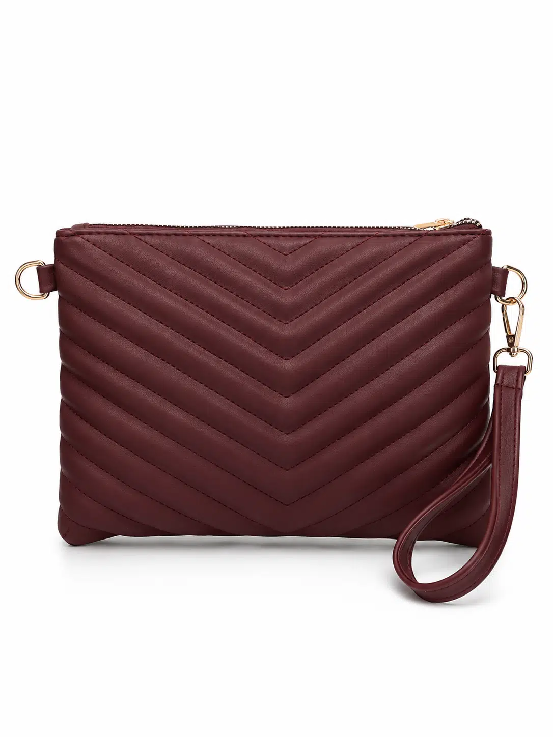 Kadın Suni Deri Ayarlanabilir Çapraz Ve El Askılı Portföy, Clutch Çanta S-1407 - bordo