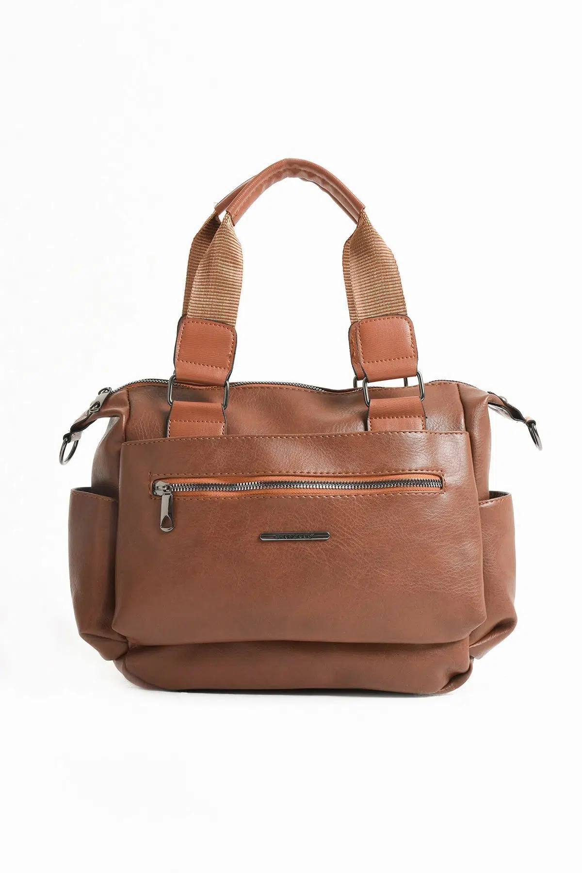 Kadın Suni Deri Çok Gözlü Kullanışlı Ayarlanabilir Çapraz Askılı Omuz Çantası Taba Mat