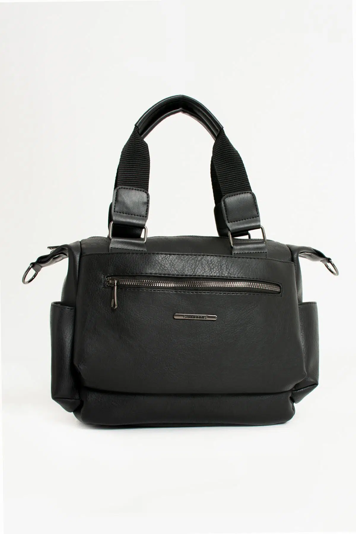 Kadın Suni Deri Çok Gözlü Kullanışlı Ayarlanabilir Çapraz Askılı Siyah Mat Omuz Çantası