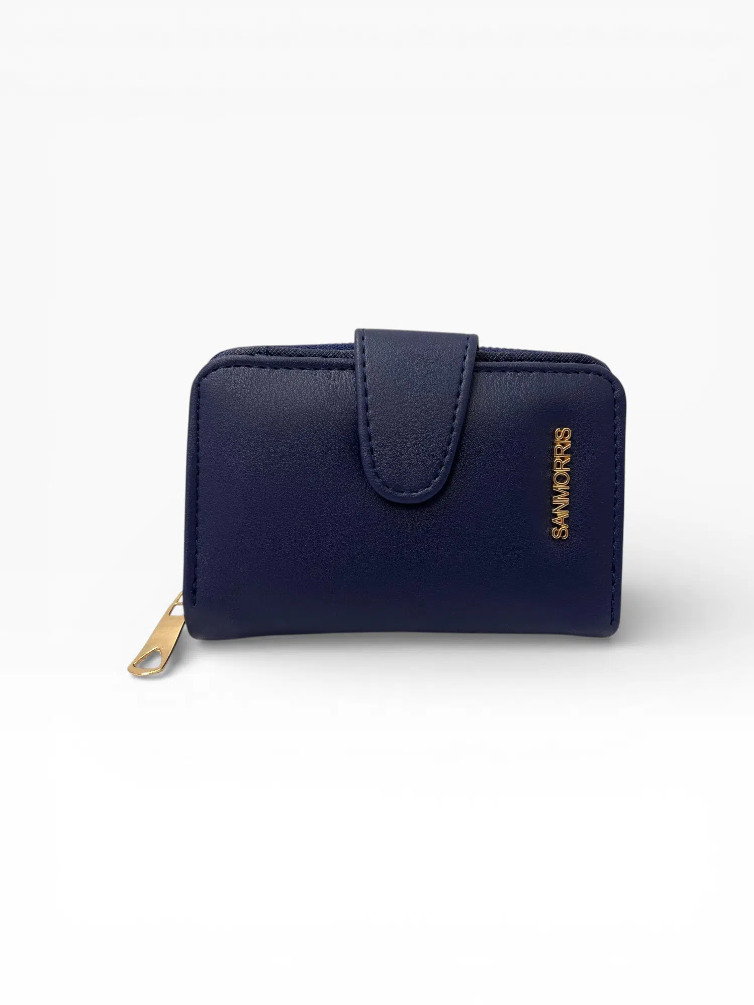 Kadın Suni Deri Fermuarlı ve Çıtçıt Bölmeli Şık Cüzdan S-2003 - lacivert