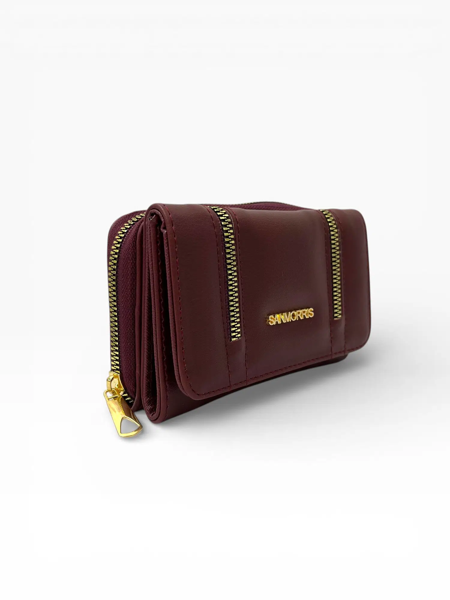 Kadın Suni Deri Gold Fermuar Detaylı Şık Cüzdan