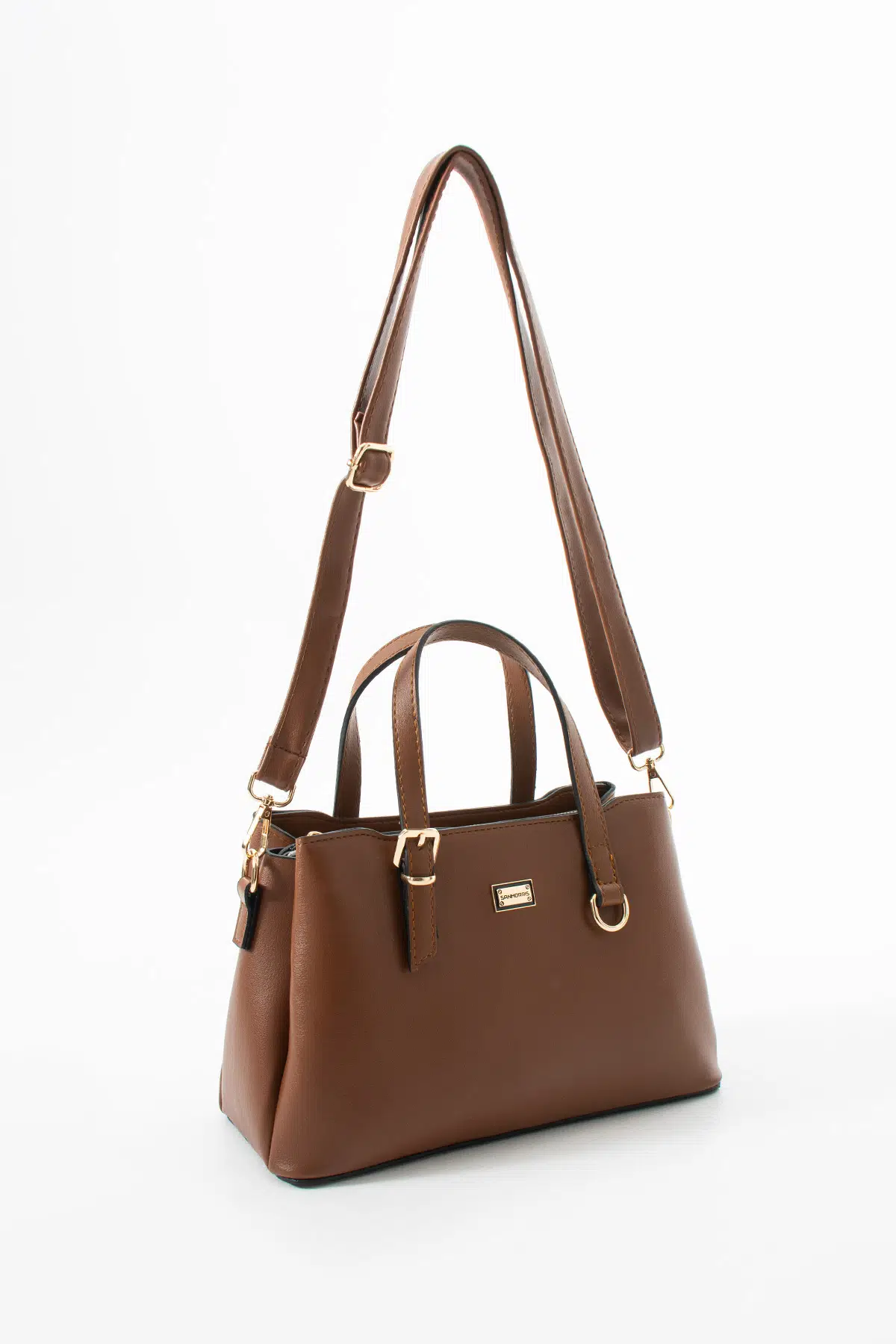 Kadın Suni Deri Gold Tokalı El Ve Omuz Çantası - taba mat