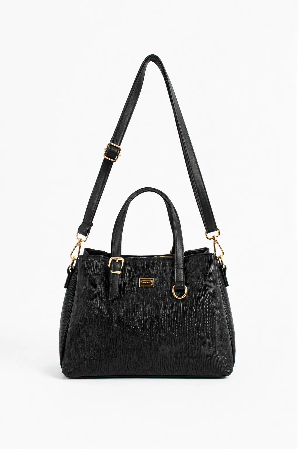 Kadın Suni Deri Gold Tokalı El Ve Omuz Çantası - Lezard