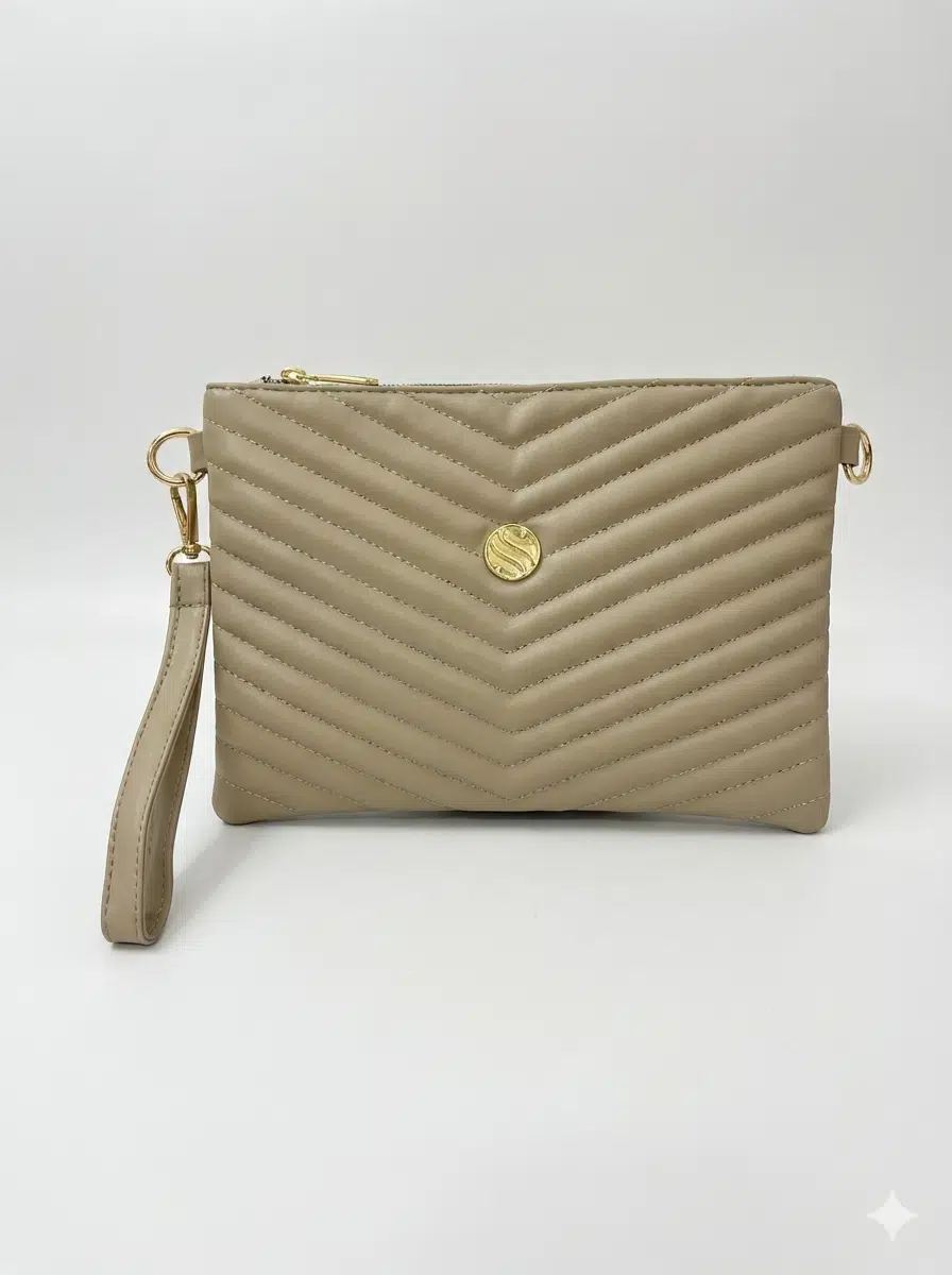 Kadın Suni Deri Kum Mat Ayarlanabilir Çapraz Ve El Askılı Deri Portföy, Clutch Çanta