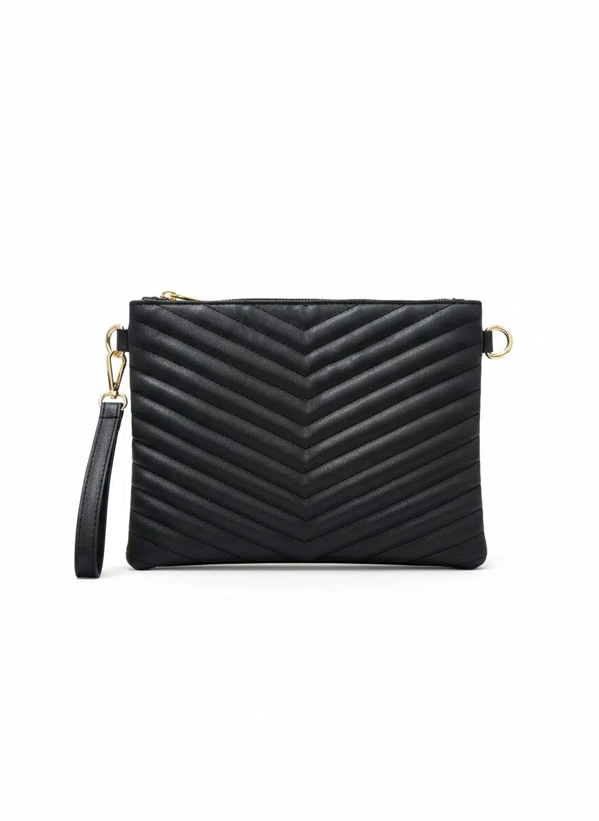 Kadın Suni Deri Siyah Mat Ayarlanabilir Çapraz Ve El Askılı Portföy, Clutch Çanta