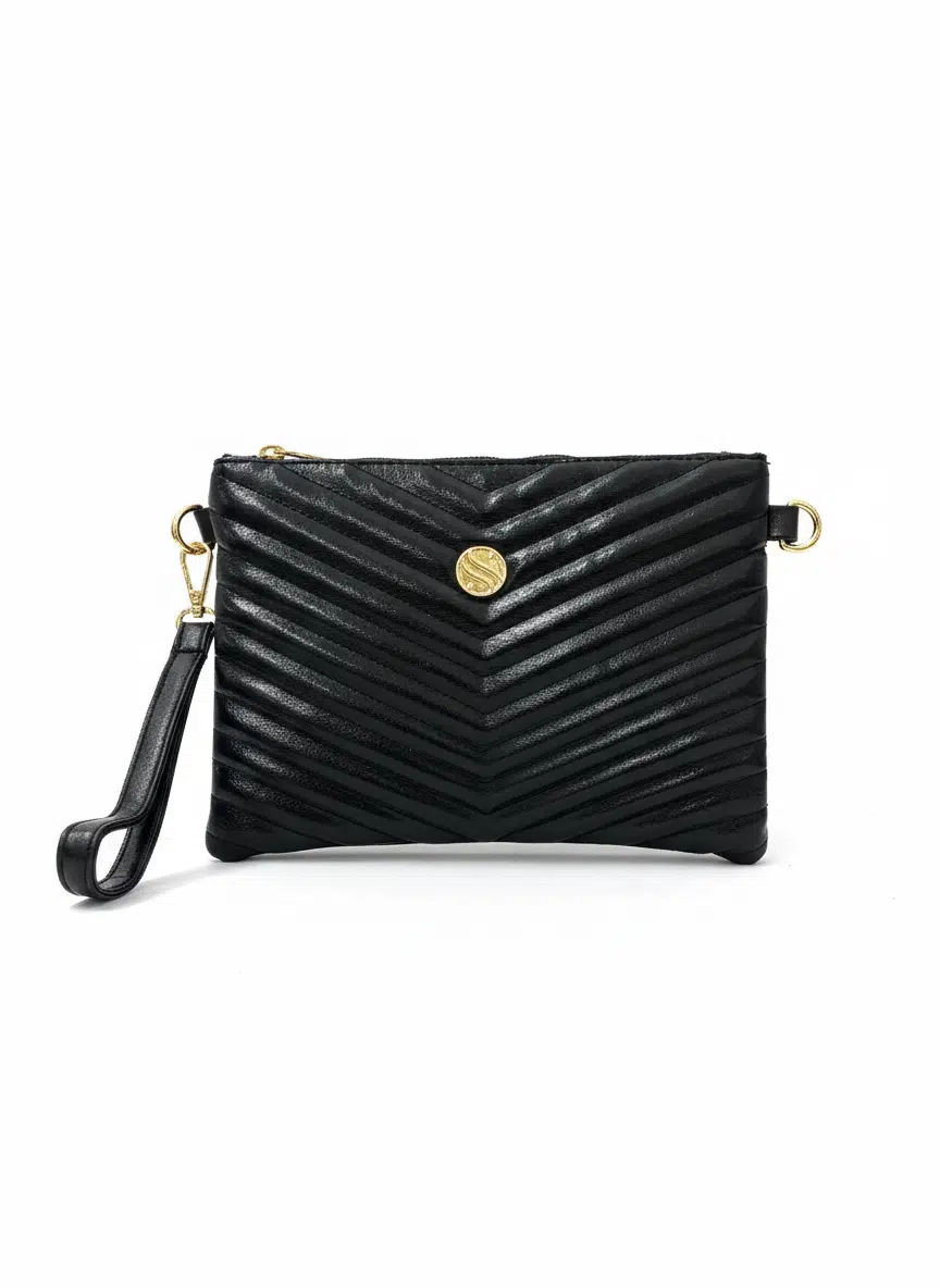 Kadın Suni Deri Siyah Parlak Renkli Ayarlanabilir Çapraz Ve El Askılı Portföy, Clutch Çanta