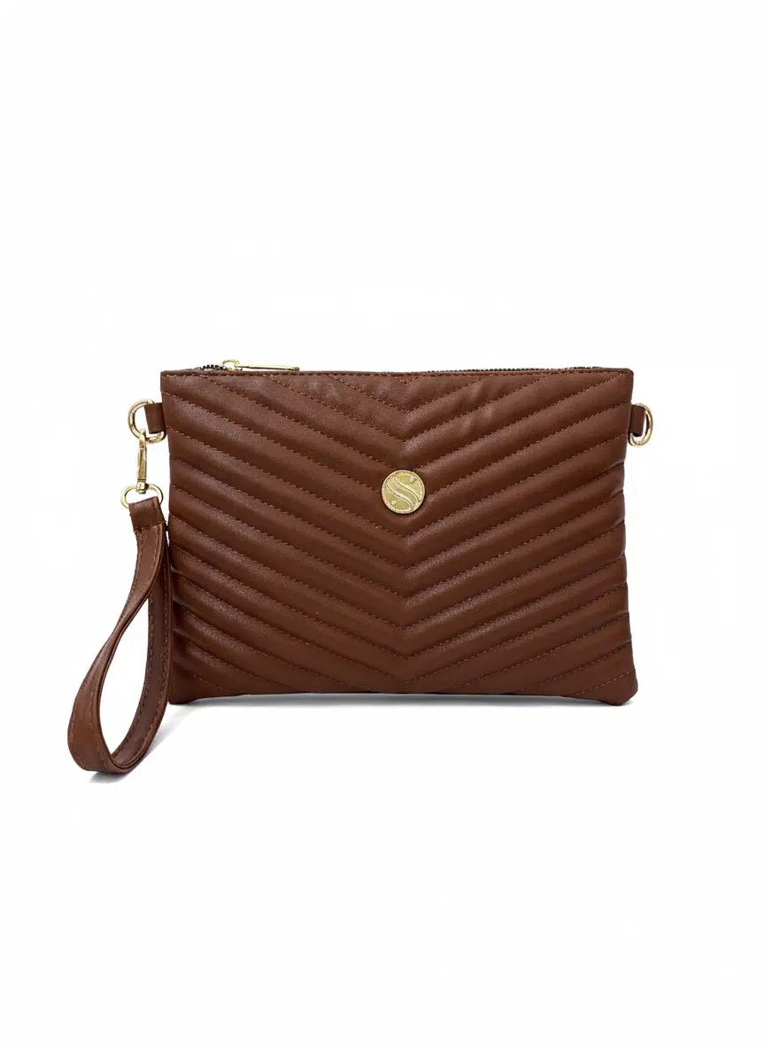 Kadın Suni Deri Taba Renkli Ayarlanabilir Çapraz Ve El Askılı Portföy, Clutch Çanta