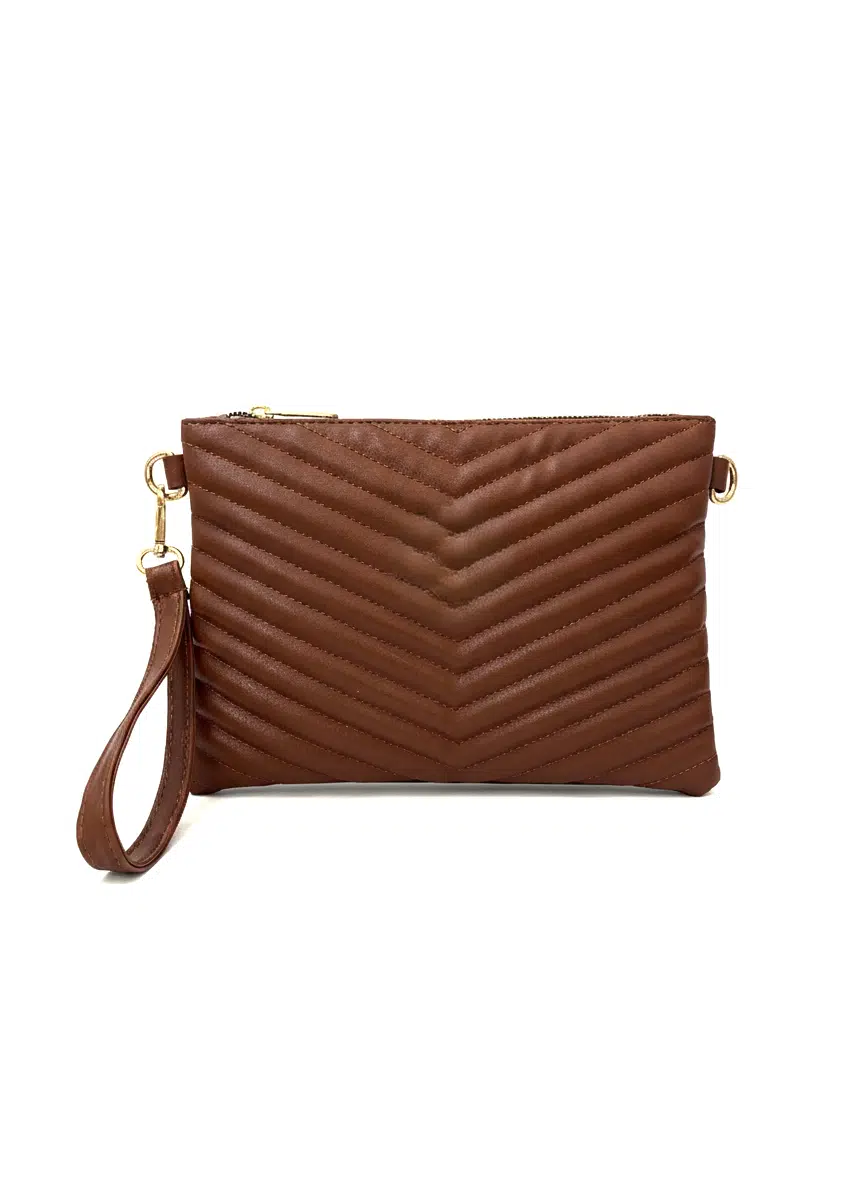 Kadın Suni Deri Taba Renkli Ayarlanabilir Çapraz Ve El Askılı Portföy, Clutch Çanta