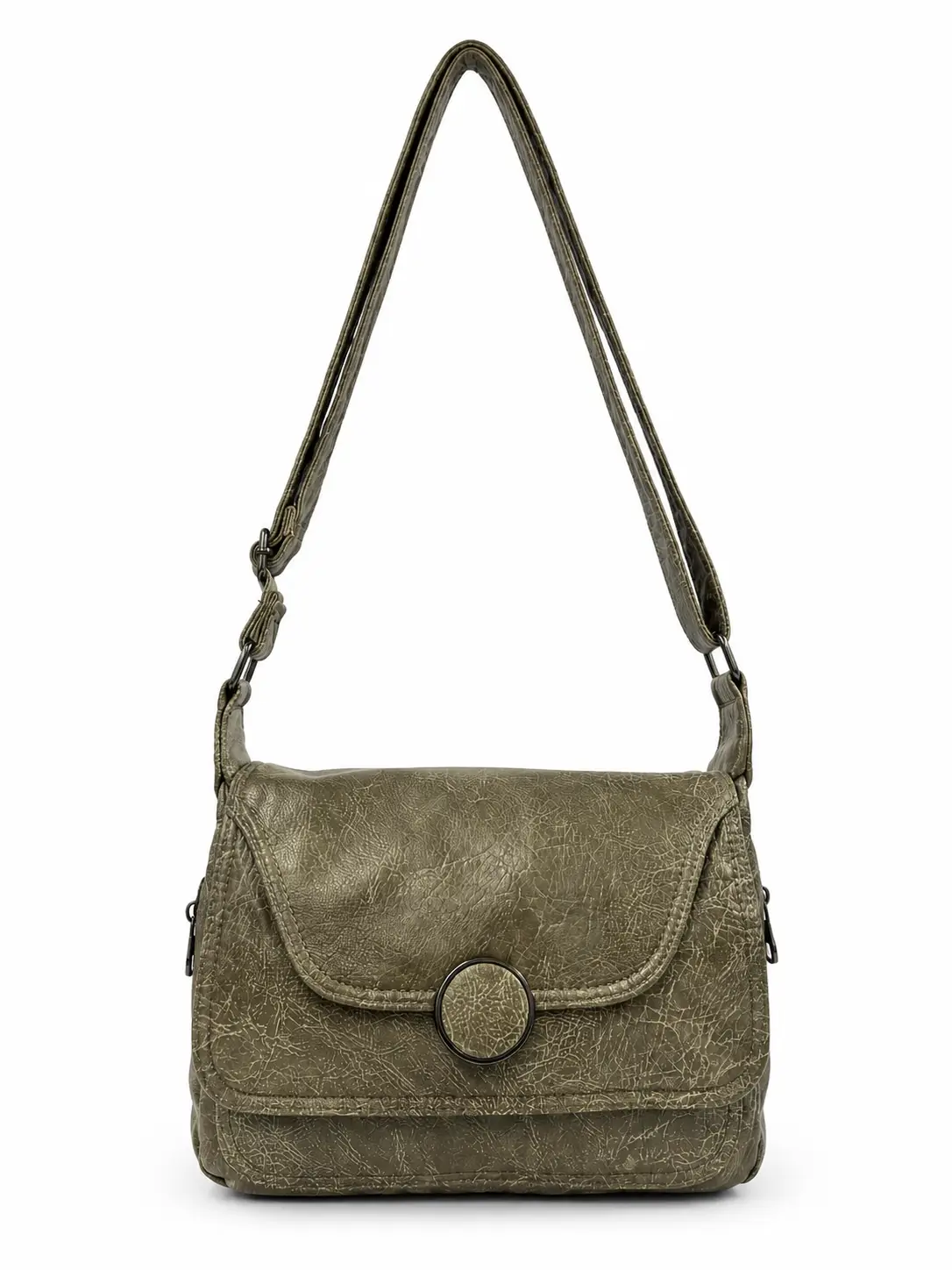 Kadın Vintage Görünümlü Ayarlanabilir Çapraz Askılı Omuz Çantası SI-13 - GREY