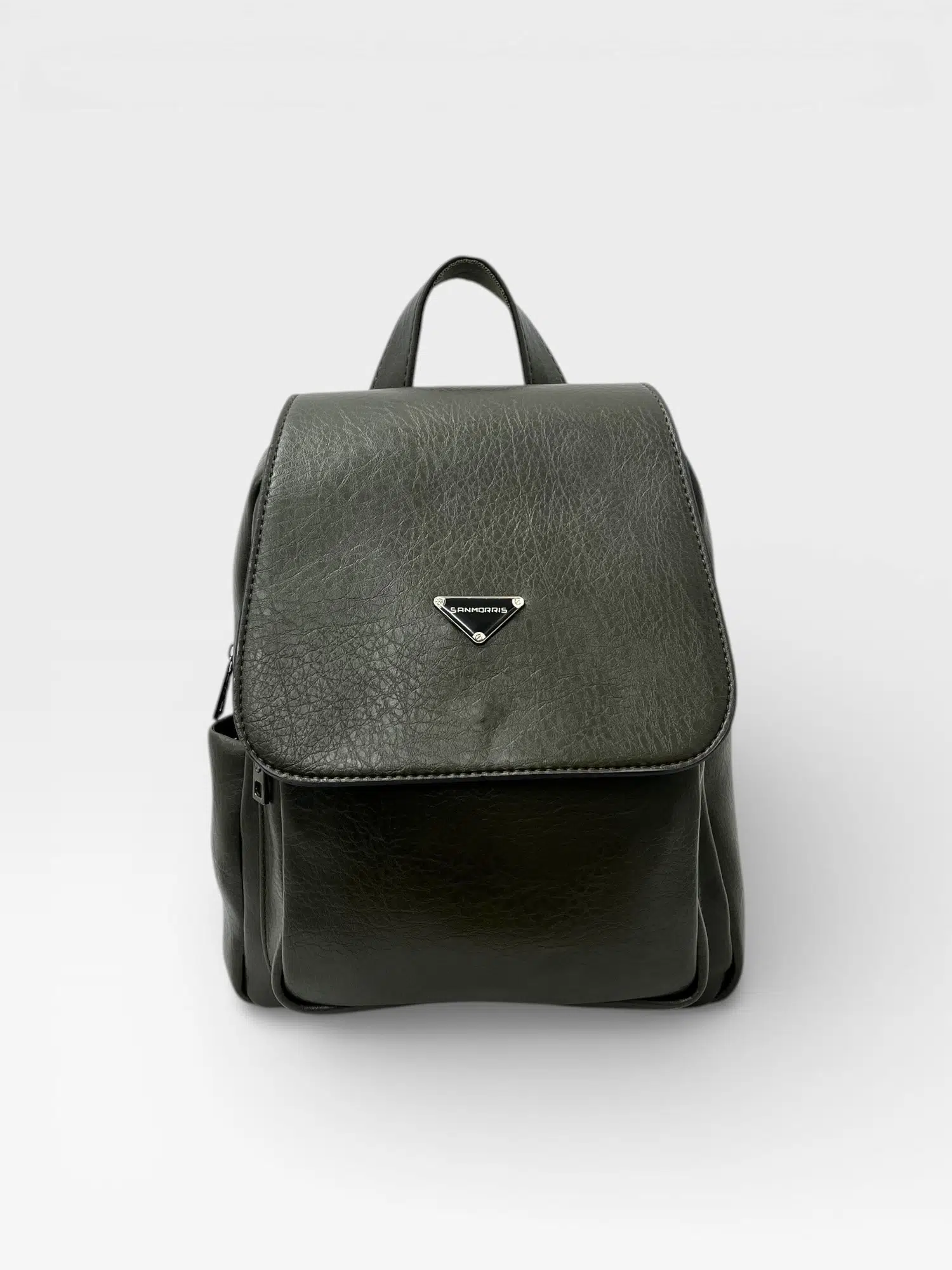 Kadın Yumuşak Dokulu, Kapaklı Suni Deri Sırt Çantası - Haki