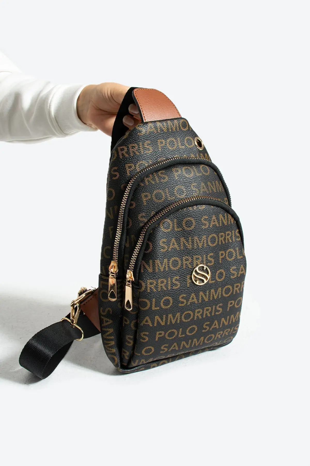 Polo Kadın Suni Deri Ayarlanabilir Çapraz Askılı Kulaklık Çıkışlı Bel Ve Omuz Çantası Bodybag