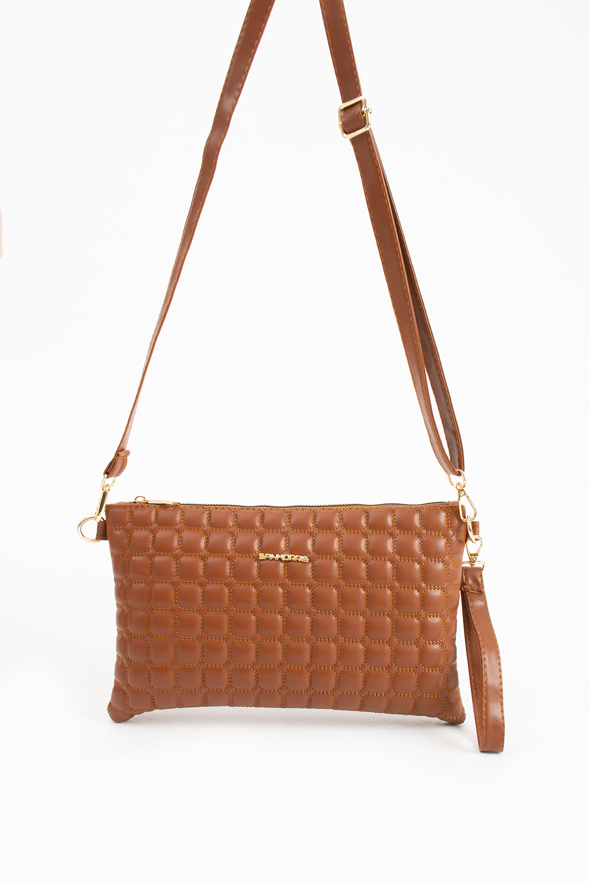 Sanmorris Kadın Suni Deri Taba Renkli Ayarlanabilir Çapraz Ve El Askılı Portföy, Clutch Çanta
