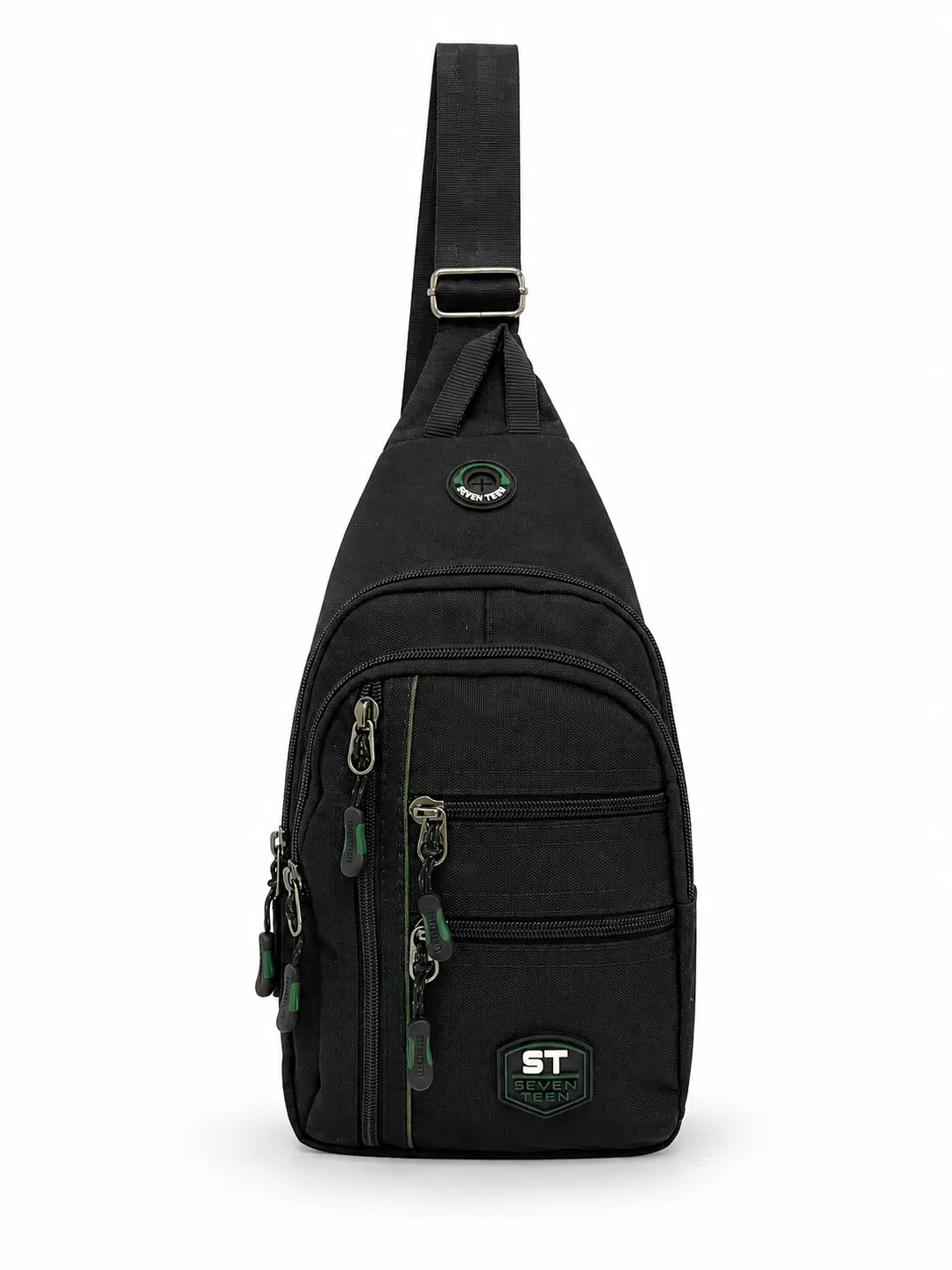 SEVENTEEN Unisex Orta Boy Çok Gözlü Çapraz Askılı Body Bag - SİYAH-HAKİ
