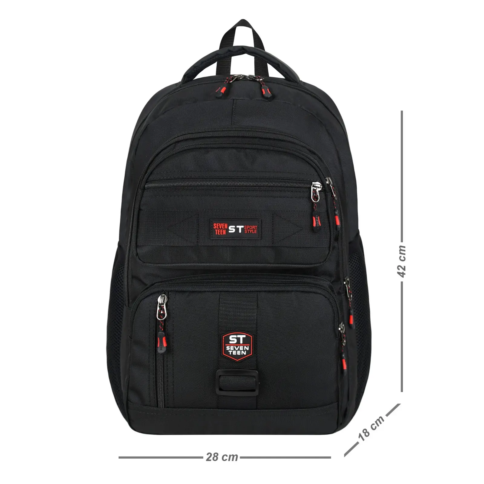 Unisex Suya Dayanıklı Çok Gözlü Laptop ve Seyahat Sırt Çantası 4903 - Siyah-Kırmızı
