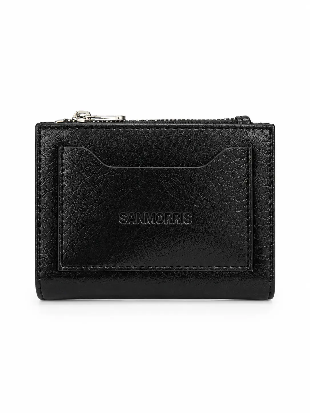 Unisex Fermuarlı Kartlık Çok Gözlü Kompakt Cüzdan S-2006 - Siyah Mat