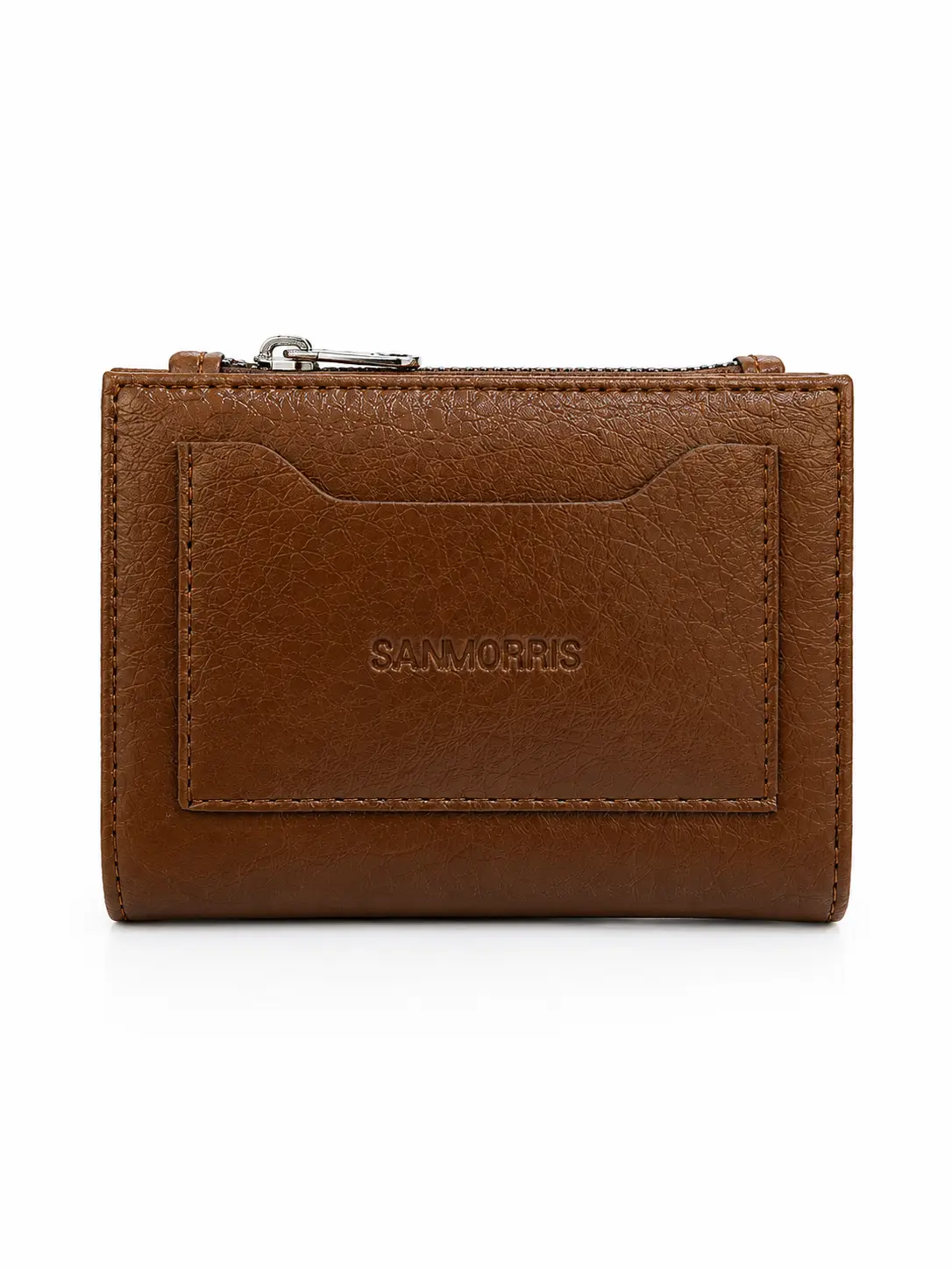 Unisex Fermuarlı Kartlık Çok Gözlü Kompakt Cüzdan S-2006 - Taba Mat