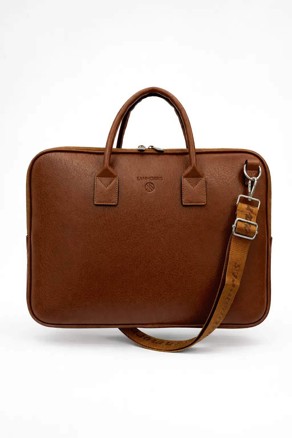 Unisex 15.6 inç Uyumlu Suni Deri Darbe Korumalı Laptop ve Evrak Çantası - taba mat