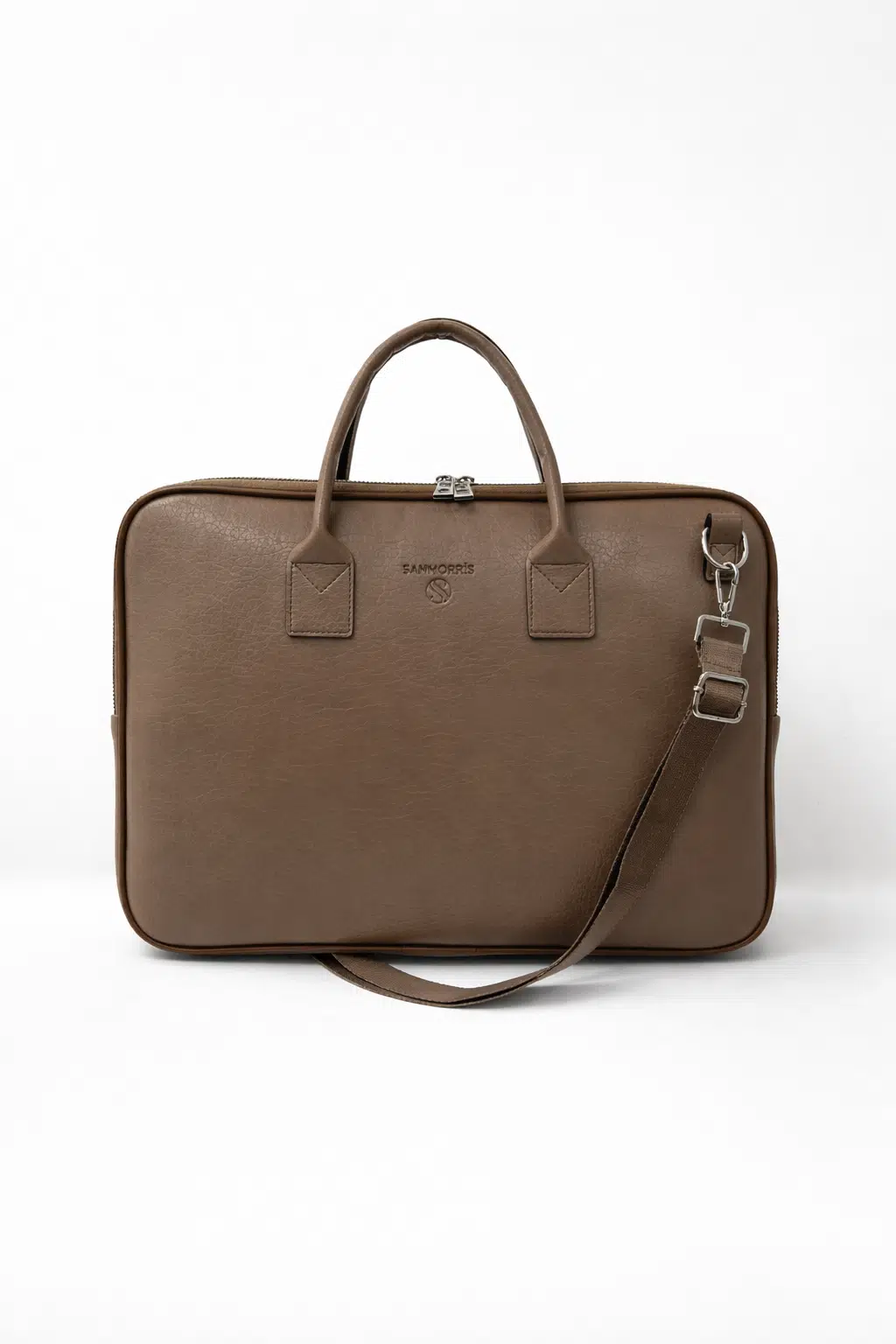 Unisex 15.6 inç Uyumlu Suni Deri Darbe Korumalı Laptop ve Evrak Çantası - vizon