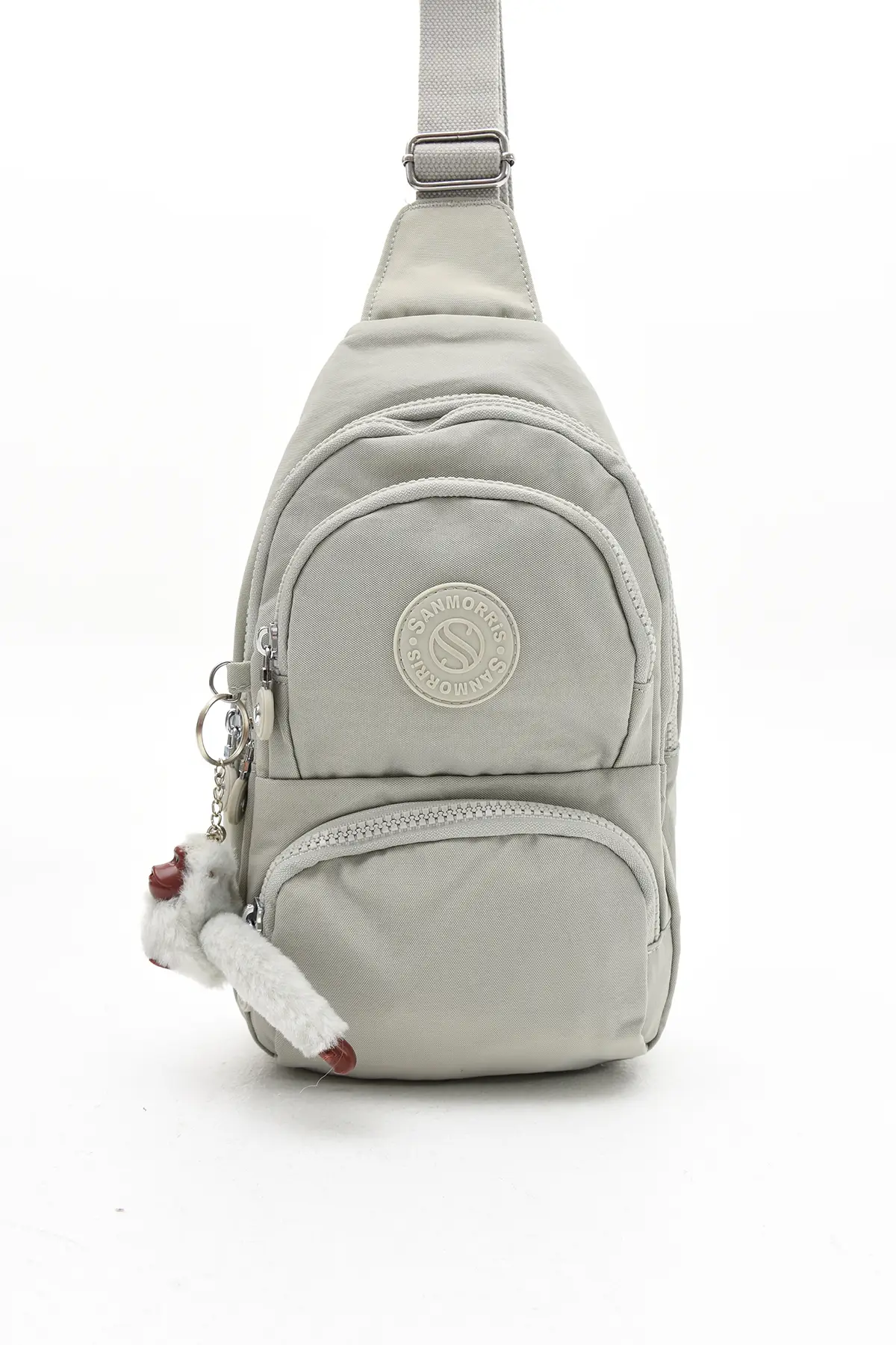 Unisex Kırinkıl Kumaş Açık Gri Renkli Suya Dayanıklı Ayarlanabilir Çapraz Askılı Omuz Çanta Body Bag